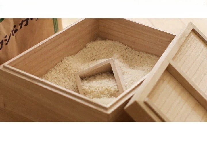 Paulownia wood rice box for 5kg Azumaya with 1 go measure Made in Japan New!!!