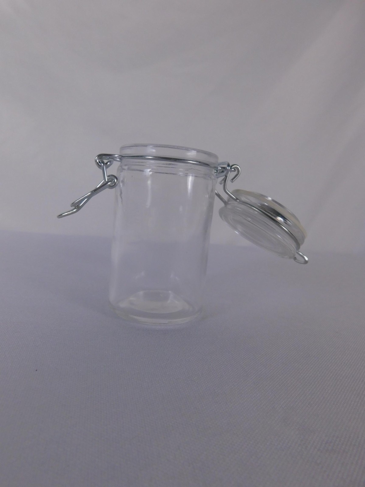 Clear Glass Airtight Storage Jar With Snap Lid 7 Oz Cylinder Reusable Modern