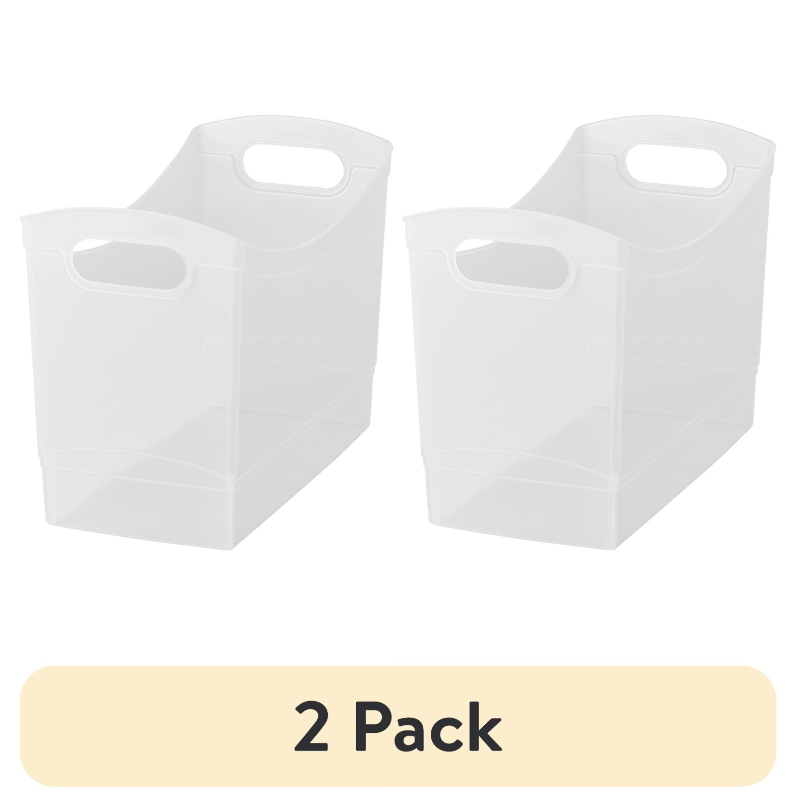 2pack, Mainstays 12 Qt Clear Plastic Storage Bin Organizer with Carrying Handles