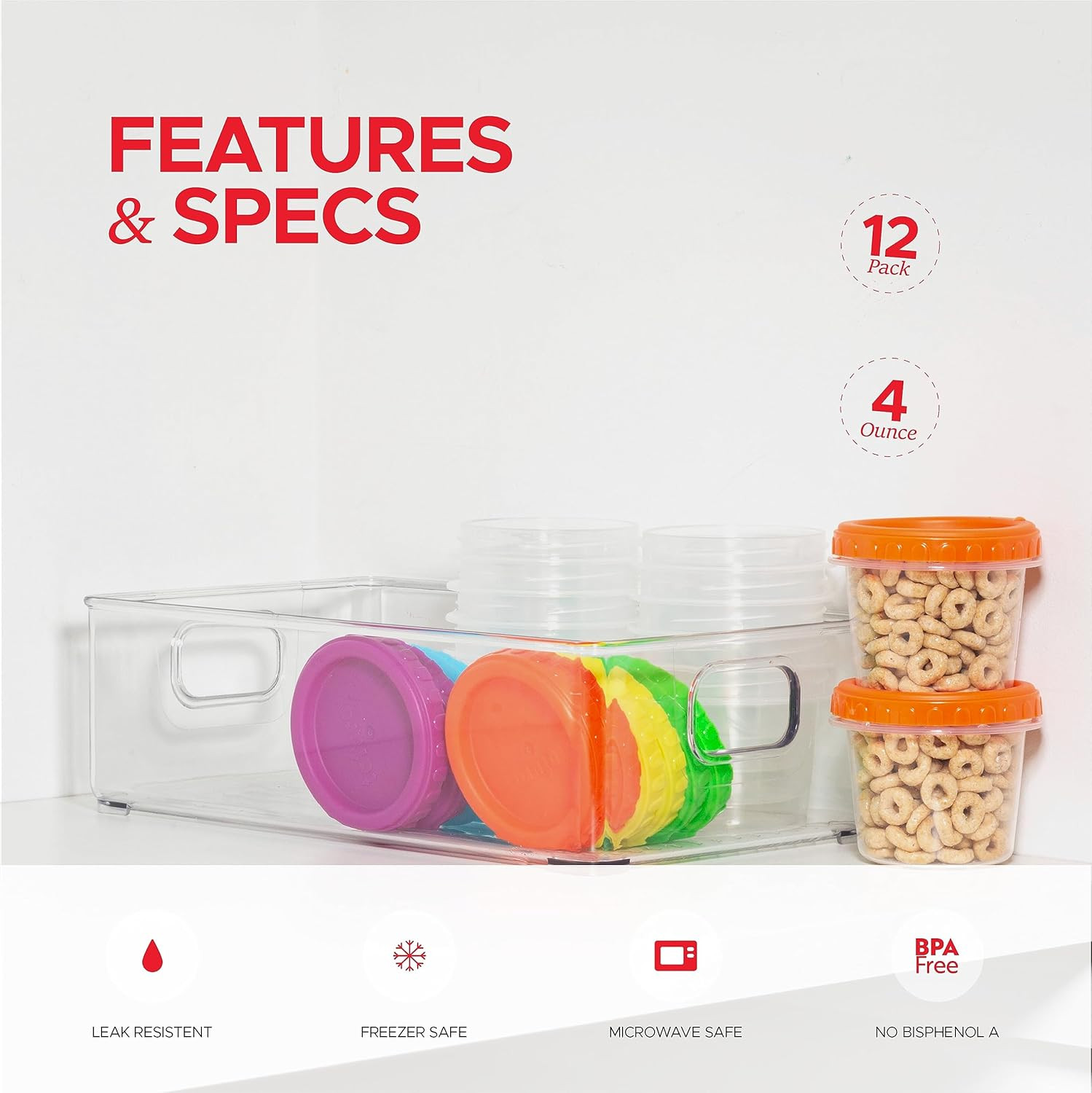 Small Lunch Containers [12 Pack] 4 Oz. with Lids | Snack for Condiment Puree, Sn