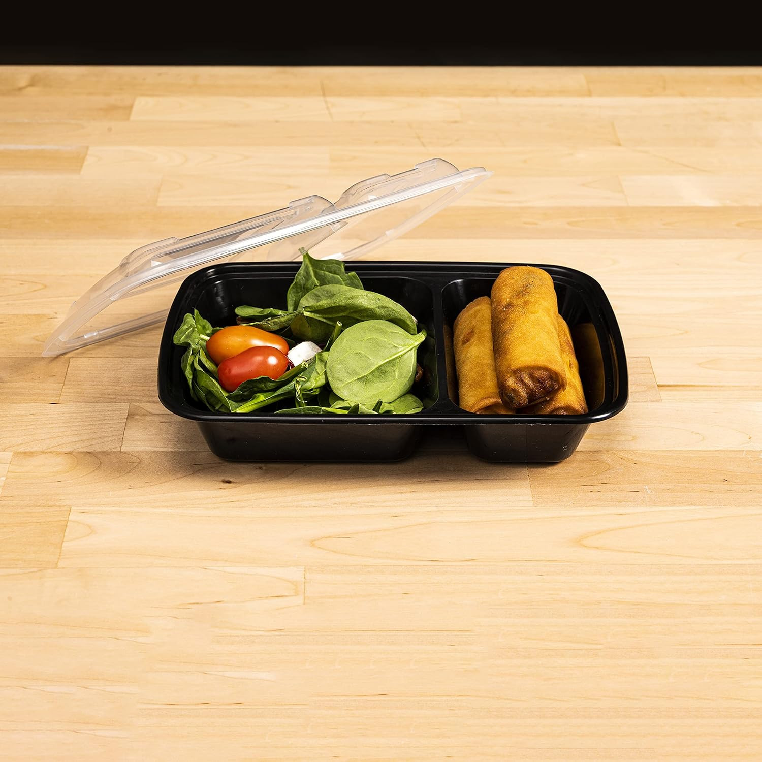 TIYA Food Containers – 32 Oz Bulk 150 Pack with Lids – Plastic Compartment To-Go