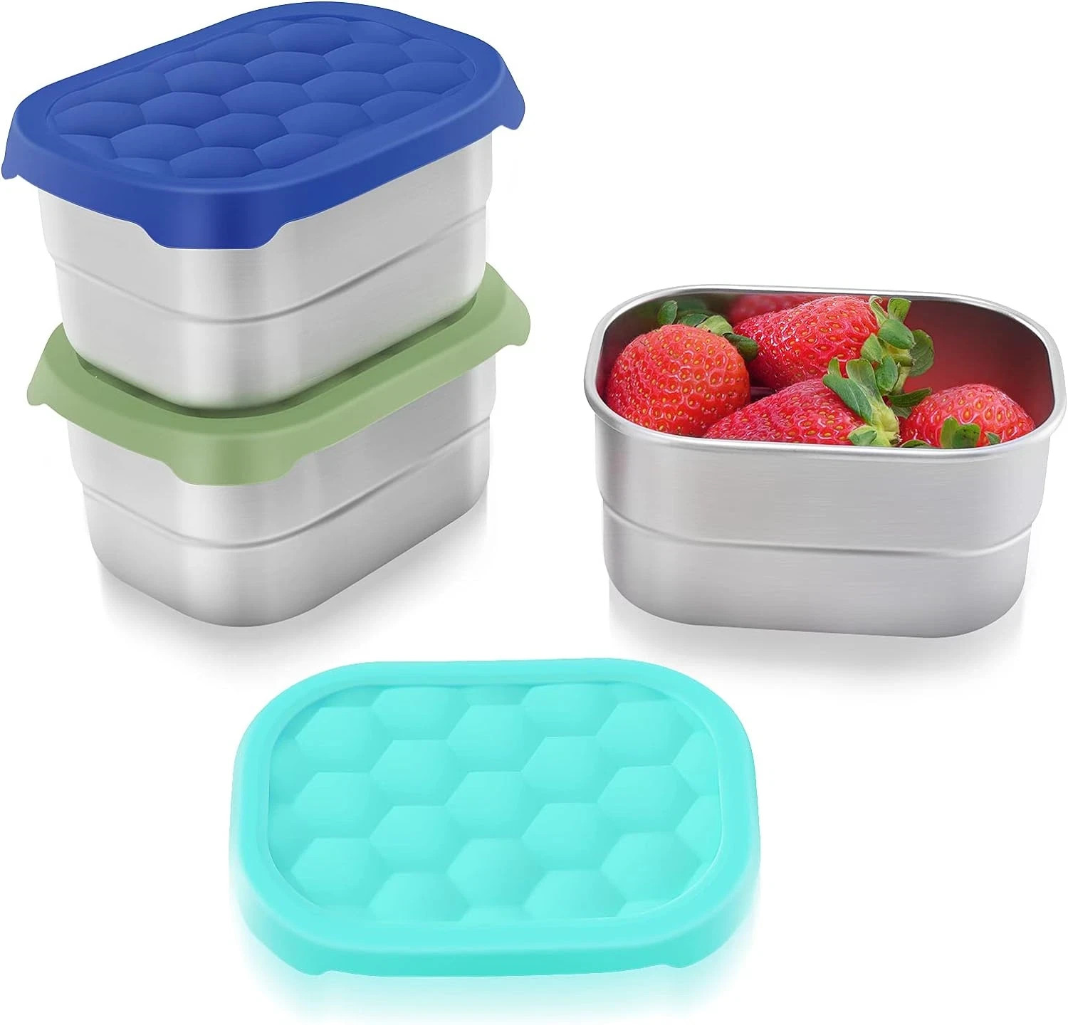 Small (1 CUP) Stainless Steel Snack Containers for Kids | Easy Open Leak Proof F