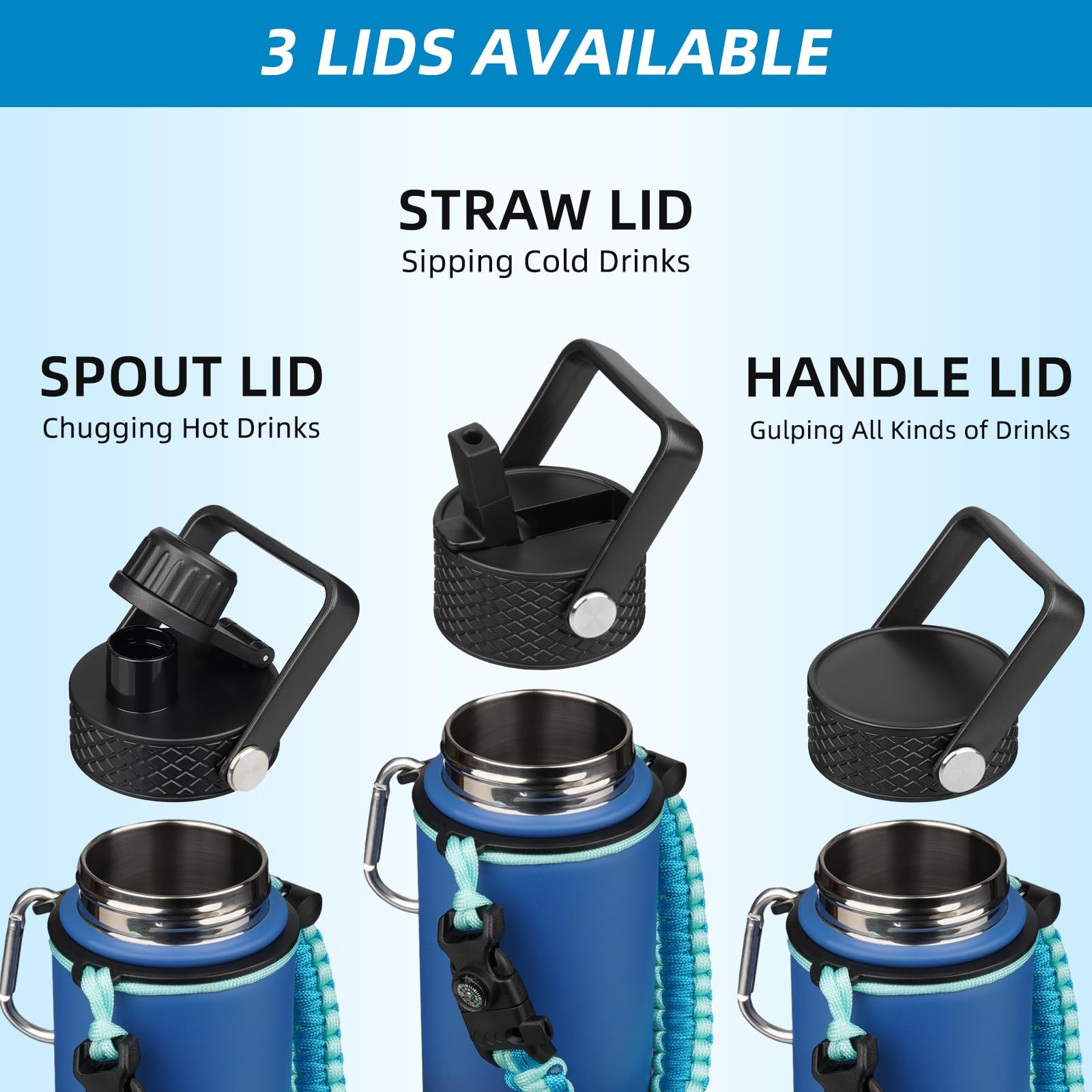 BJPKPK 22oz Insulated Water Bottle with Straw Lid – Hot/Cold Thermal Flask