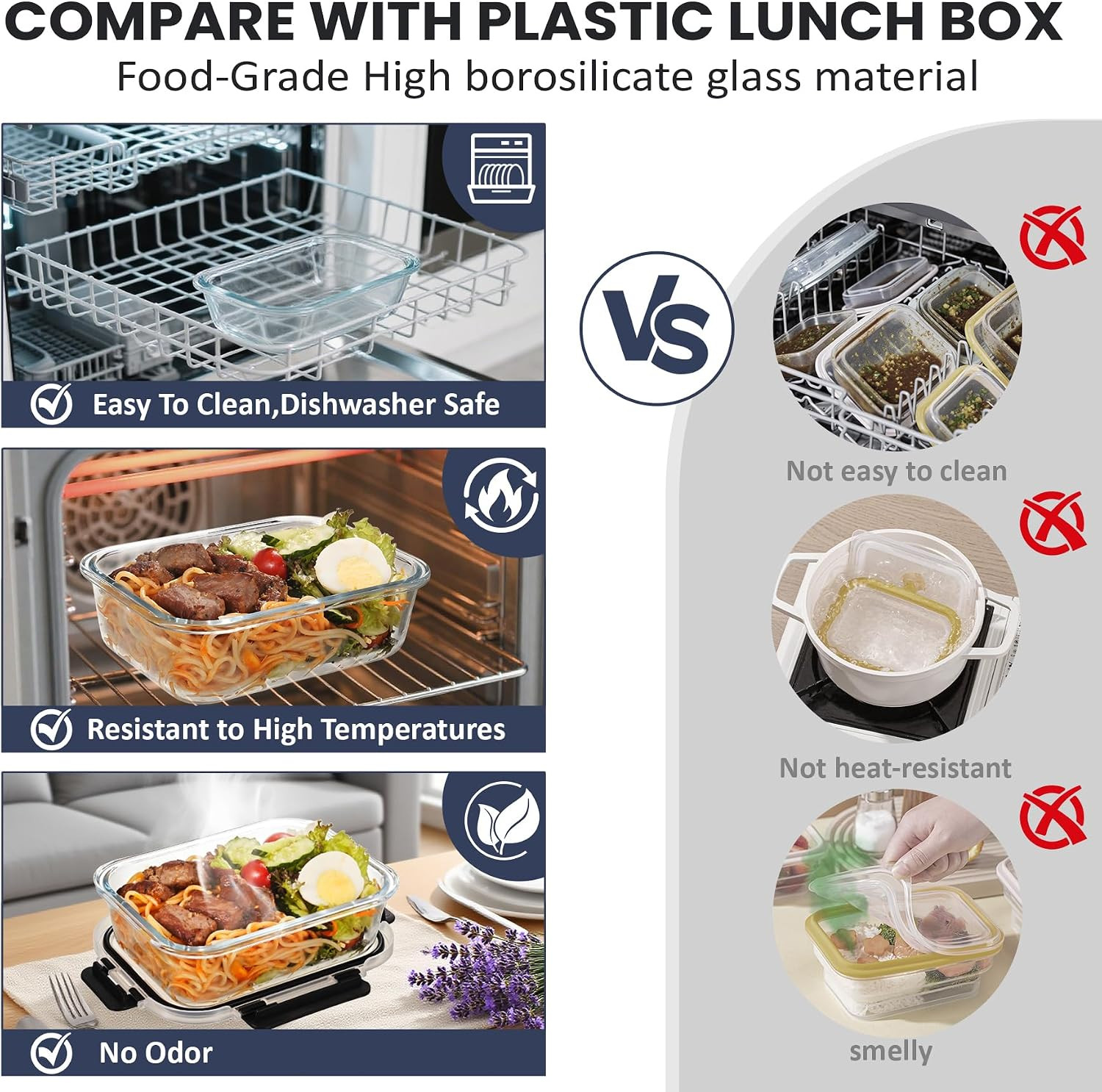 Airtight 35oz Glass Food Storage Containers – 4-Pack, Safe for Microwave & Oven