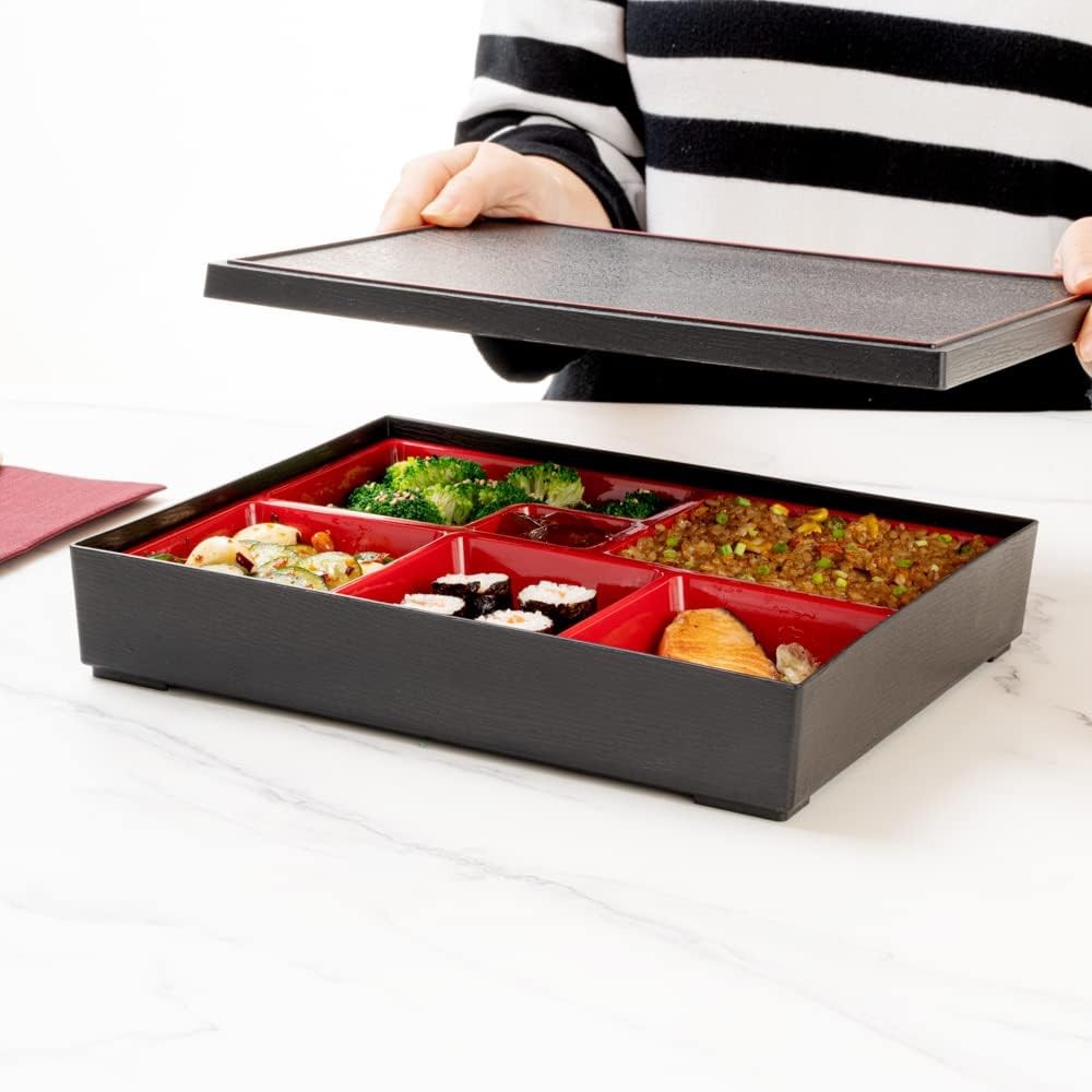 Restaurantware-12.2 x 9.8 x 2.4 Inch Compartment Lunch Large, Black
