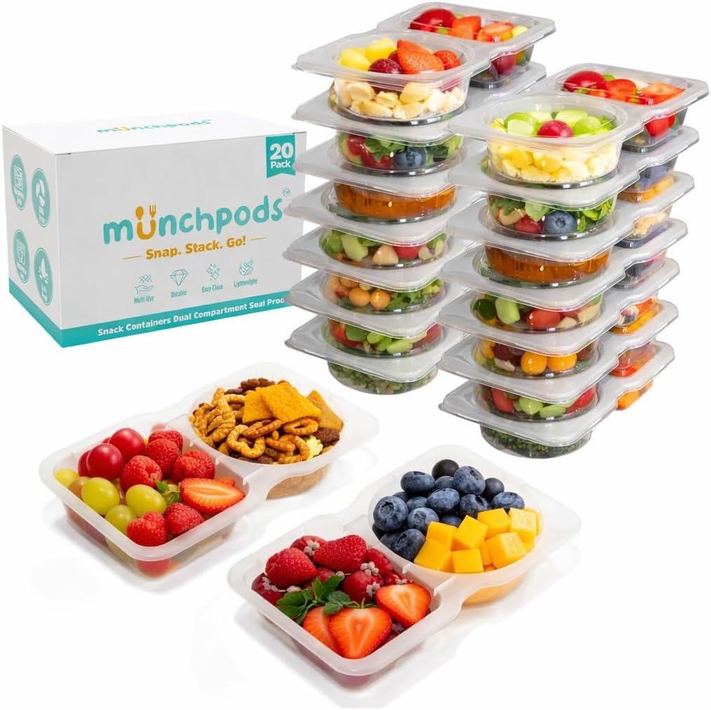 Reusable Snack Containers with Lids 20 Pack (40 Pieces) Portion Control, Snack P