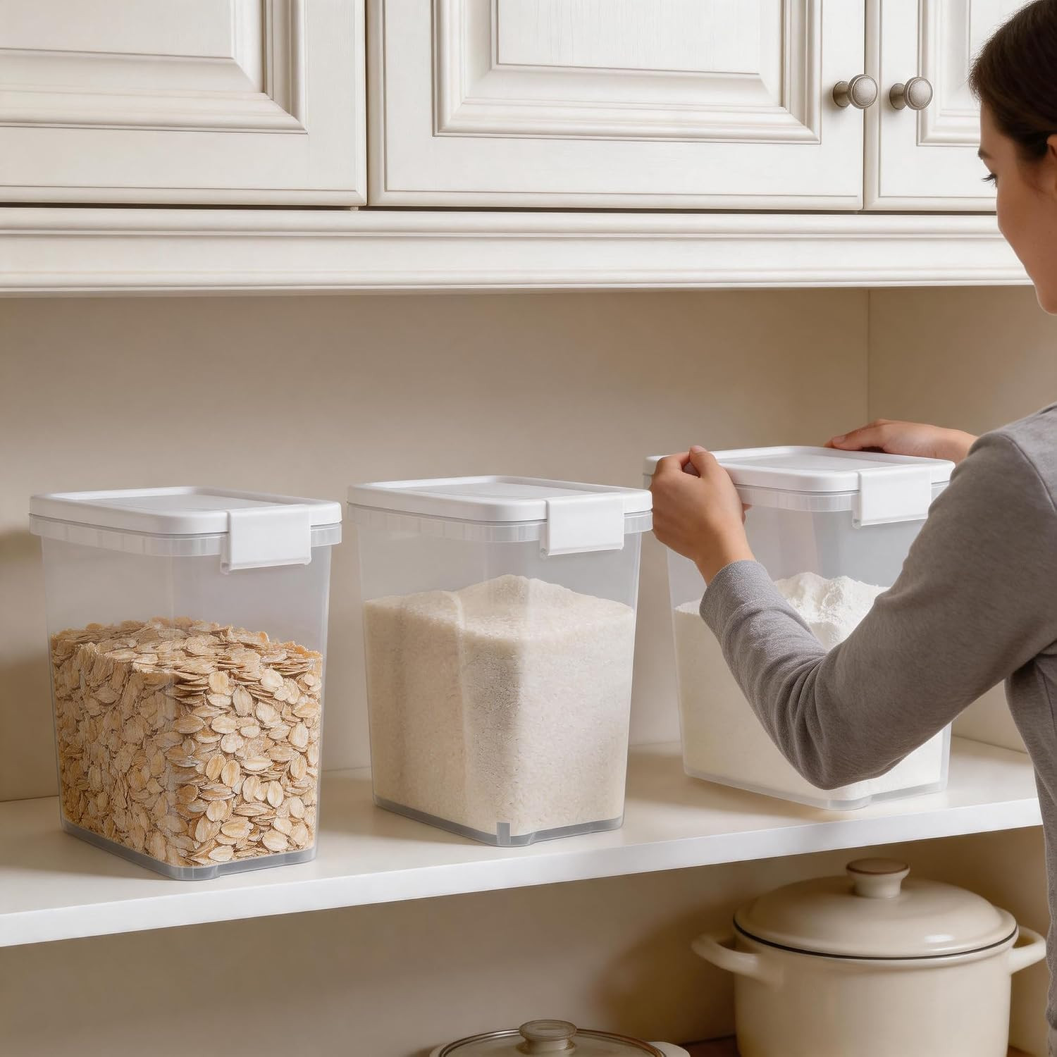 Airtight Rice & Flour Container with Scoop – 10-15 Lbs Food Storage Solution