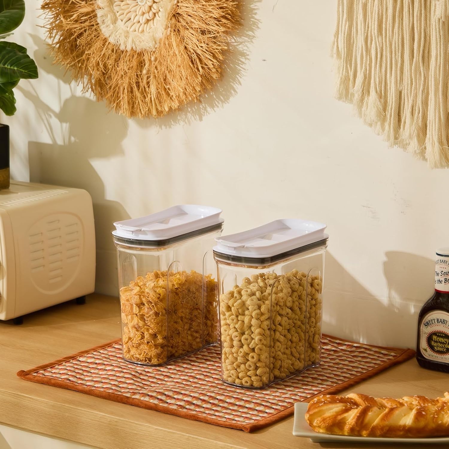 Plastic Pantry Canisters Set – Rice, Cereal, Flour, Sugar