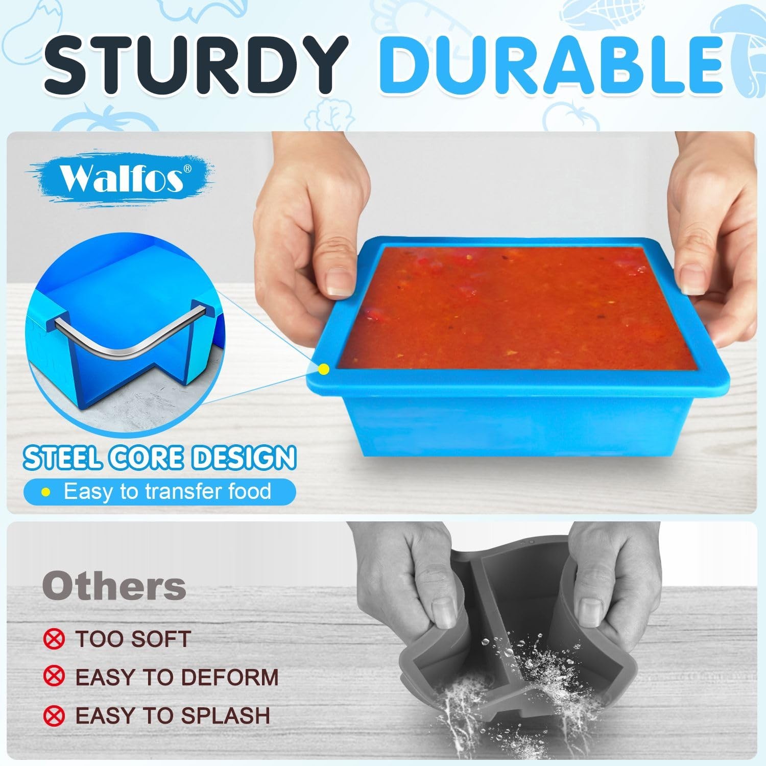 2cup Silicone Freezing Tray with Lid – Easy Meal Prep Container and Kitchen S…