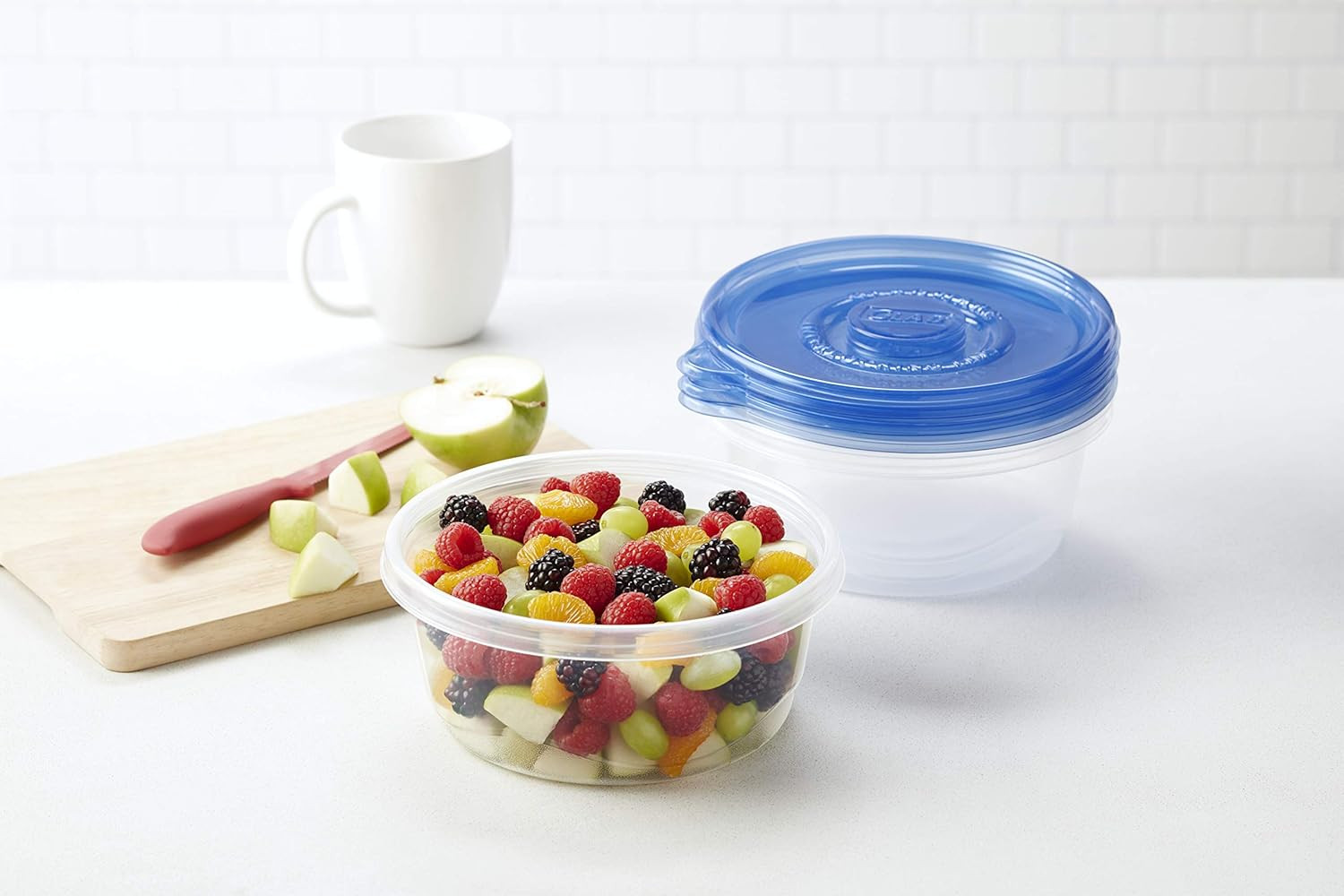 Glad Gladware Big Bowl Food Storage Containers with Lids, Large round No BPA Pla