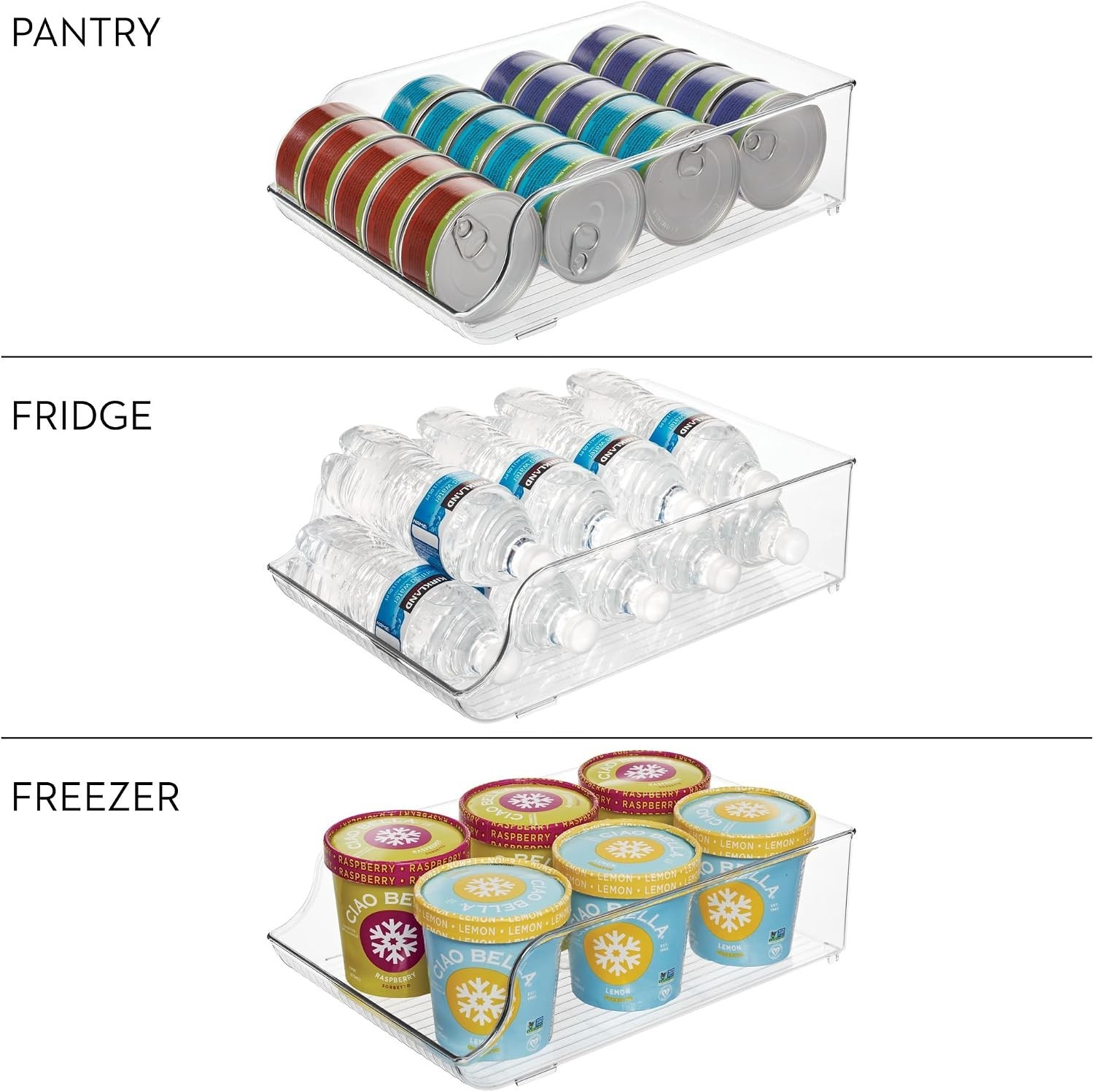 Water Bottle Organizer for Fridge or Pantry – Clear –
