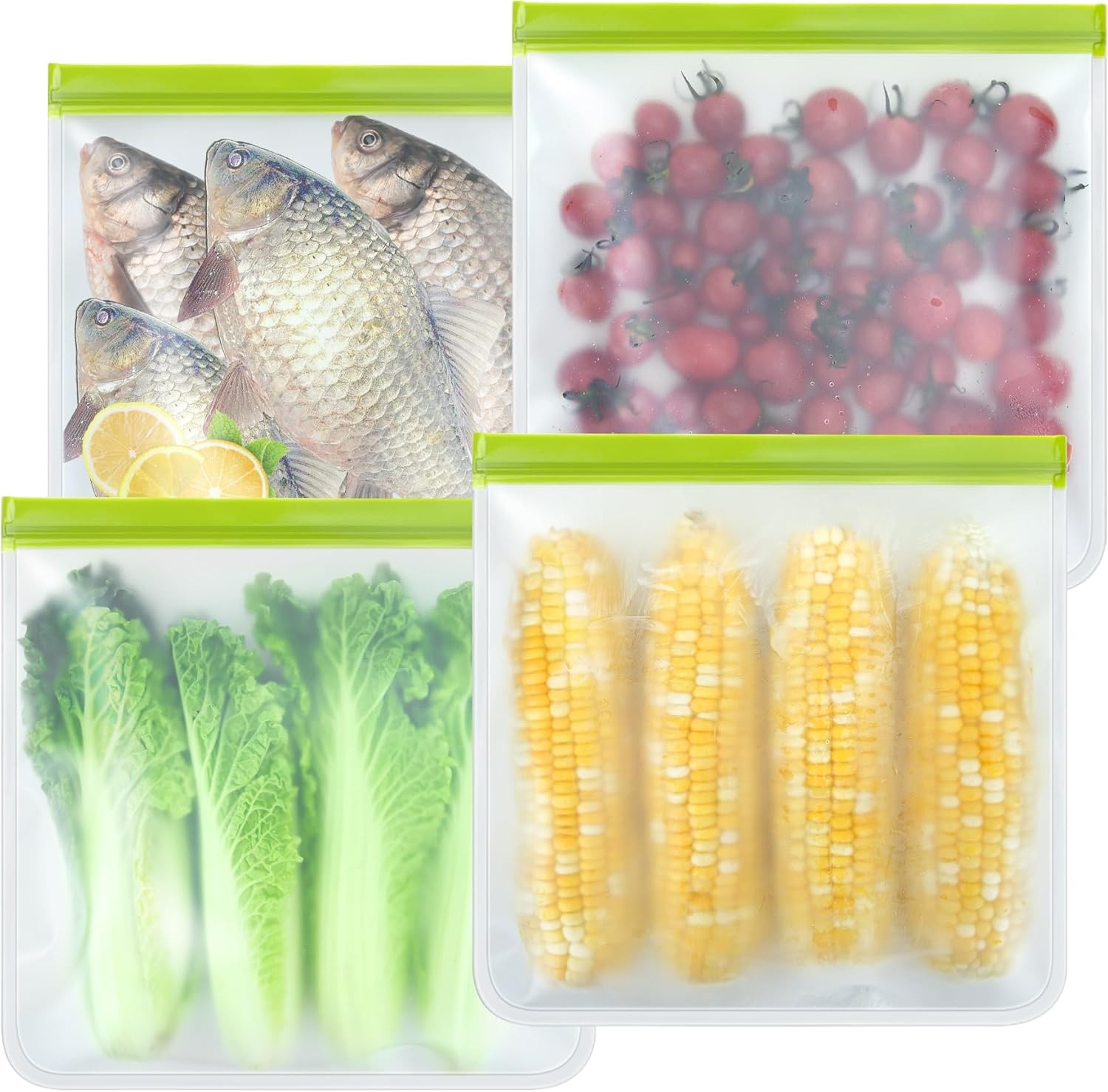 4 Pack Reusable Gallon Freezer bags,Silicone Bags Large, One Size, Clear