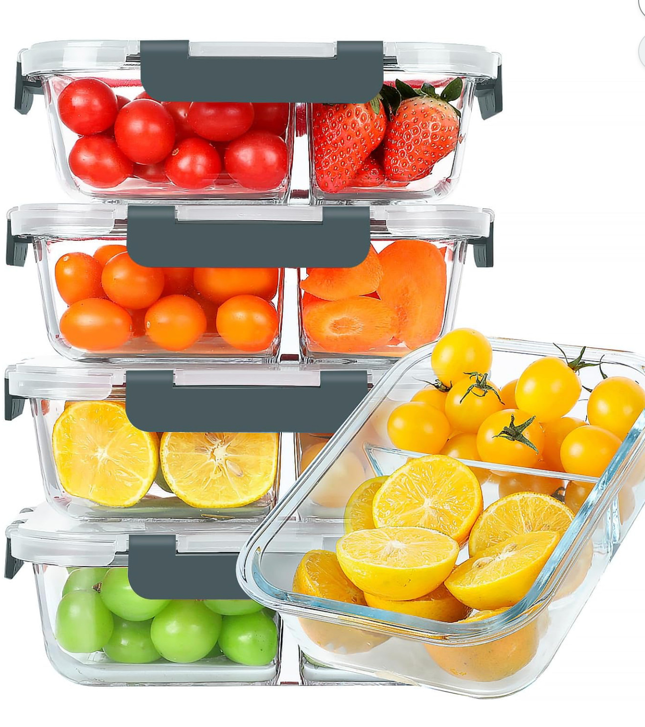 Glass 2 compartment meal prep container freezer and oven safe