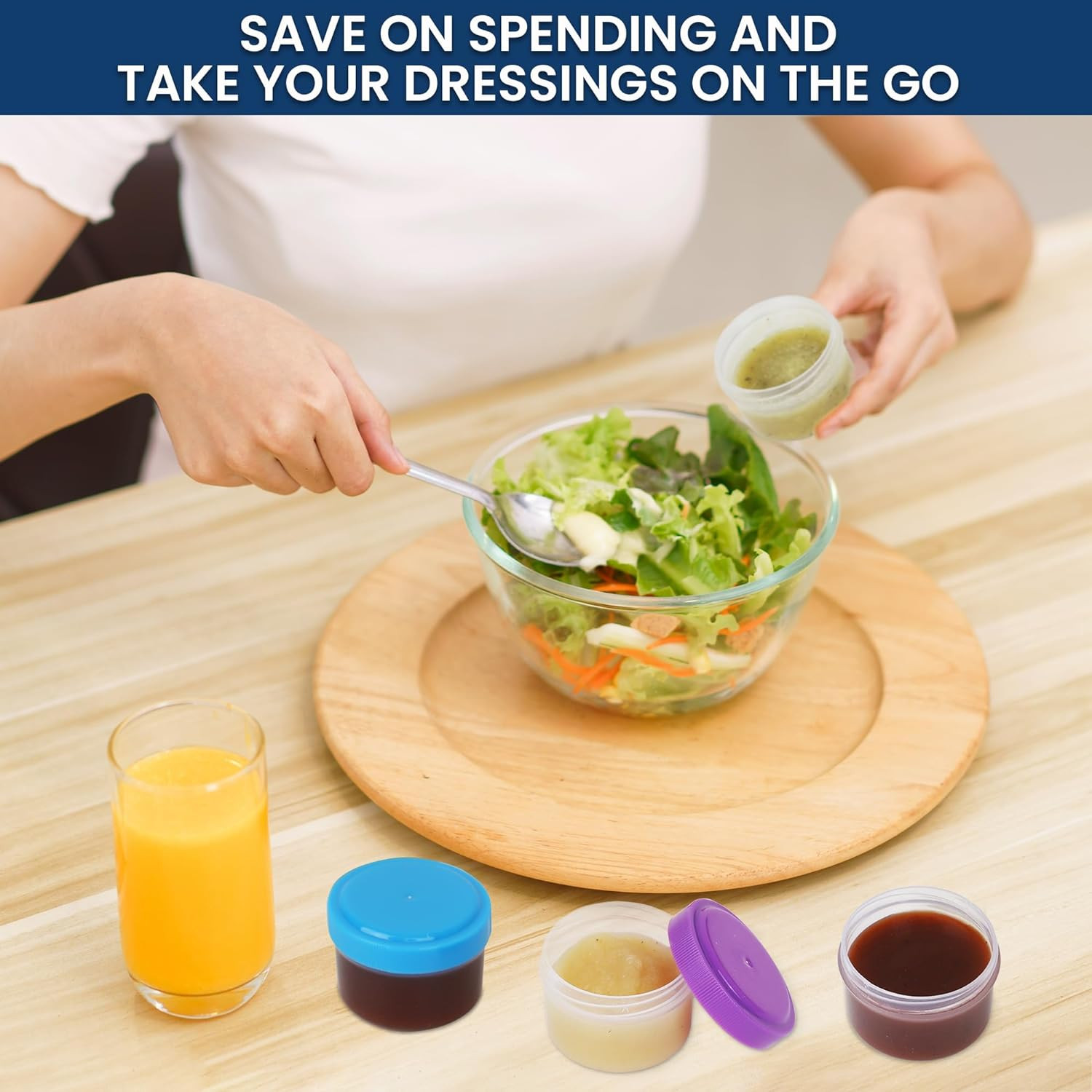 Condiment Containers with Screw Lids (4-Piece) – 1.4 Ounce – Bright Colors