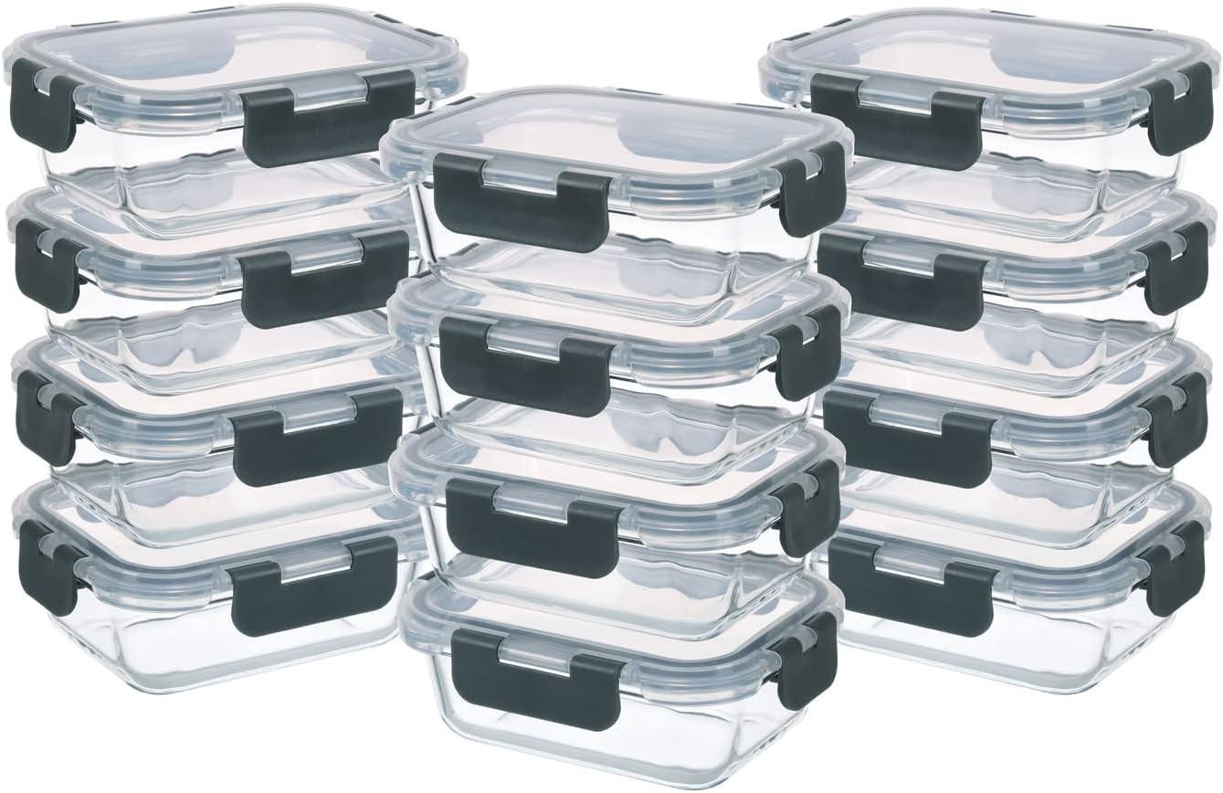 24-Piece Small Glass Food Storage Containers with Lids Airtight, 1.5 Cup Meal…