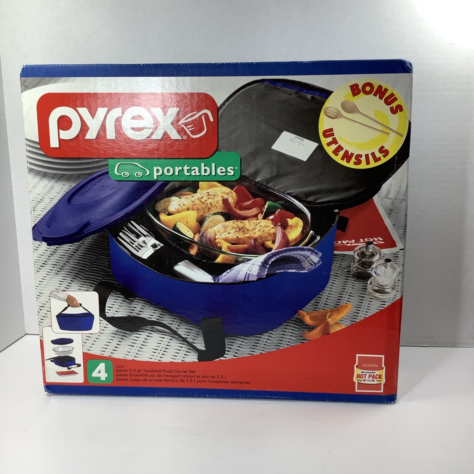 NIB Pyrex Portables 2.5qt Insulated Food Carrier Set NEW in Box 4 Piece Set