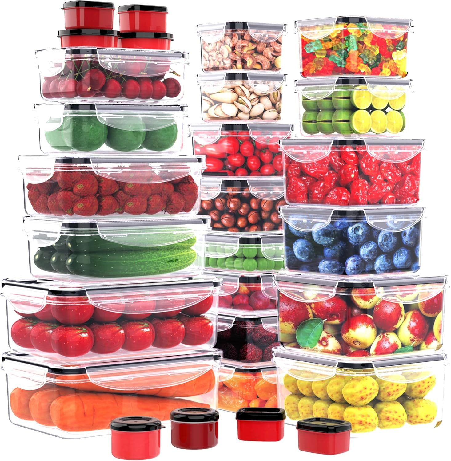 56 PCS Food Storage Containers with Lids Airtight- Plastic Container for Pantry