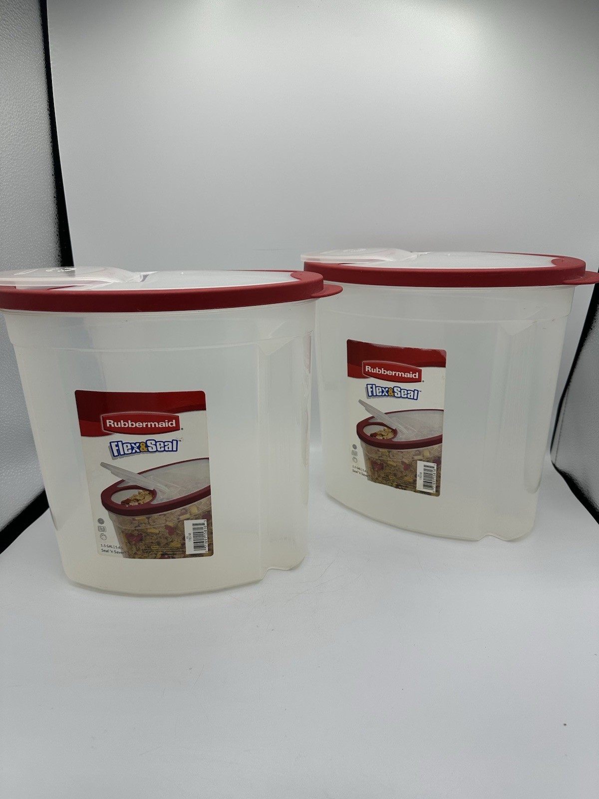 Rubbermaid Flex & Seal 1.5 Gallon 5.6 Liter Food Storage Container Clear Qty Two