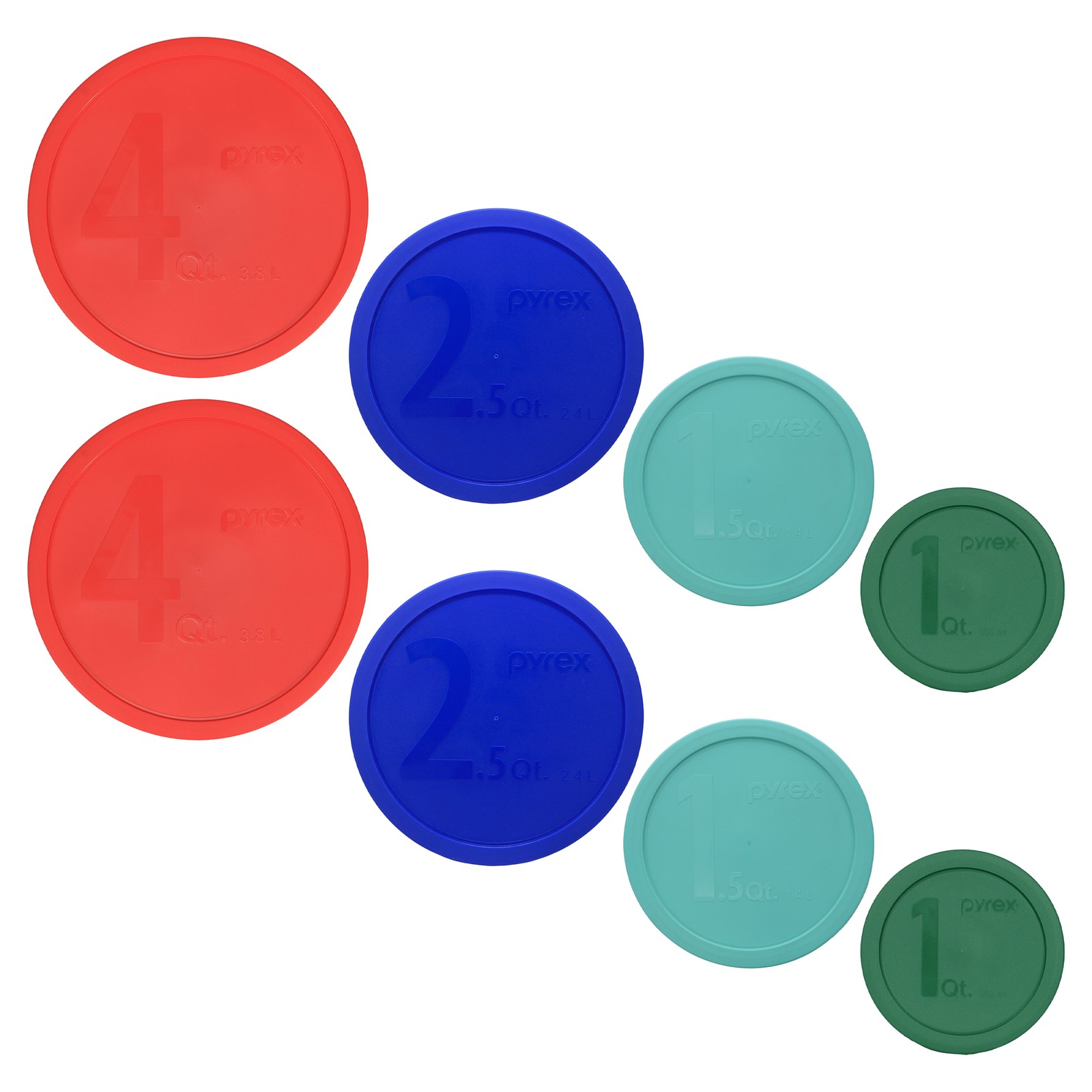 Pyrex Bundle Lids: (2) 326-PC, (2) 325-PC, (2) 323-PC 1.5qt, (2) 322-PC 1qt