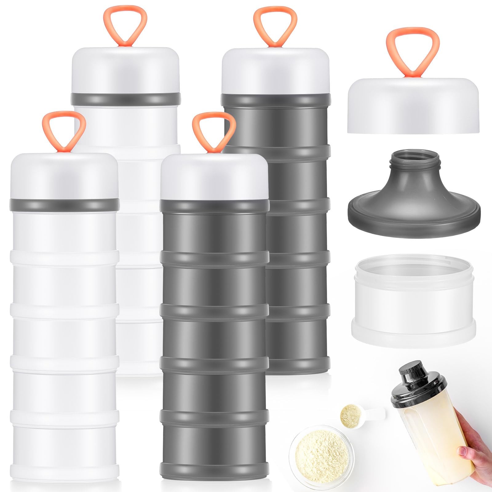 4 Pcs Protein Container 5 Layers Stackable Leakproof Container Dispenser with…
