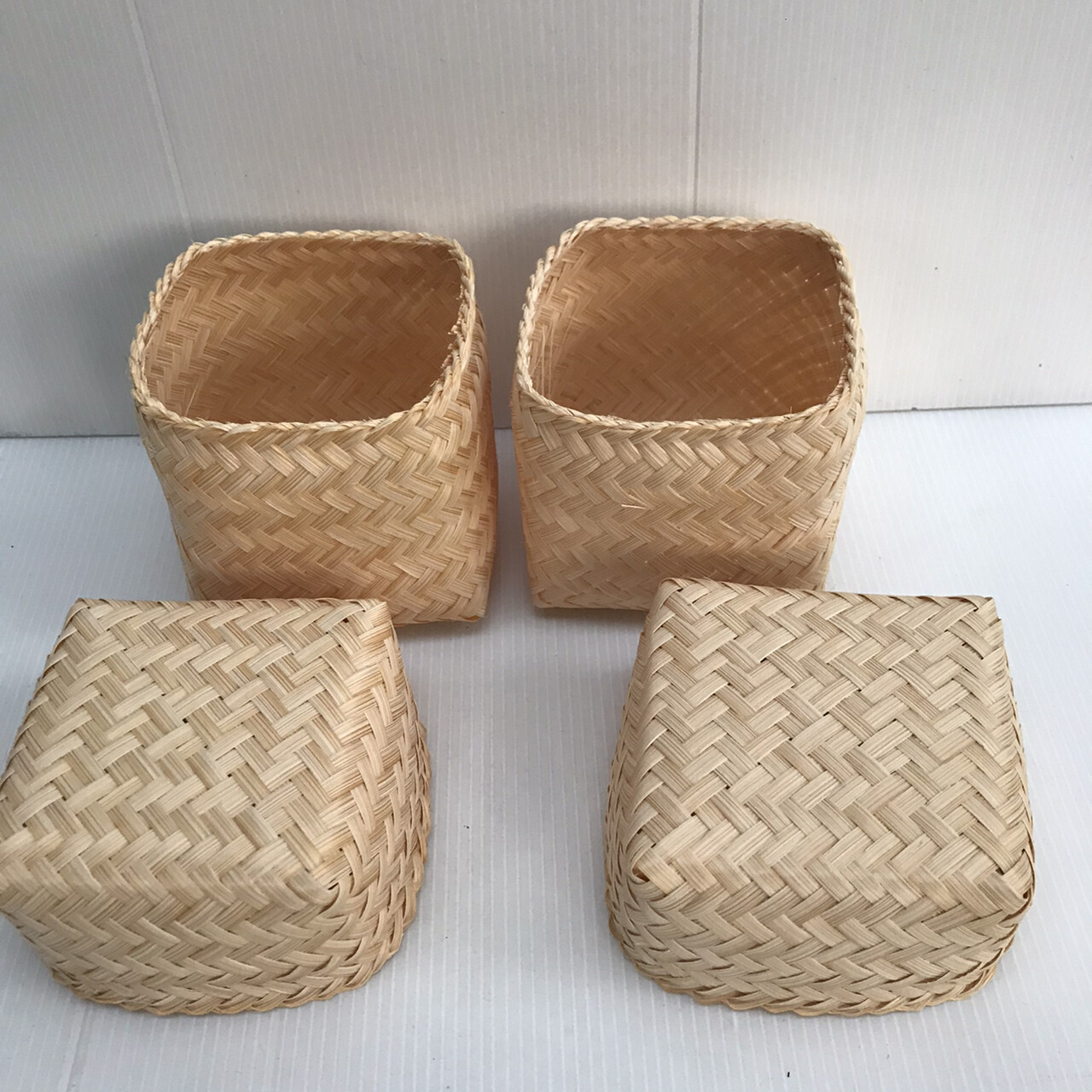 Vintage Thai Handicraft Kratip Sticky Rice Small Bamboo Serving Basket Size3″X3″