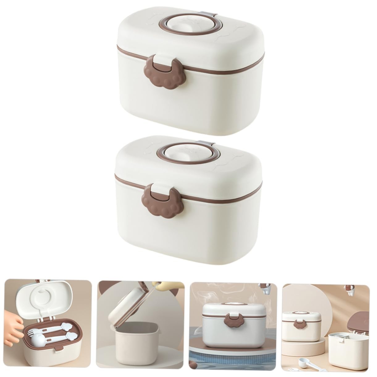 2-Pack Portable Milk Powder Dispenser Container with Scoop Forks for Baby For…