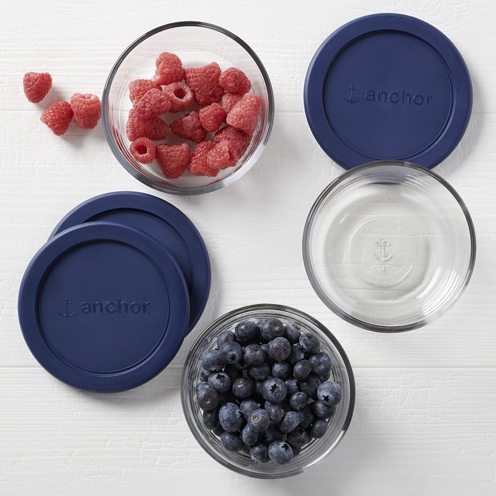 Anchor Hocking Glass Food Storage Containers with Lids, 2 Cup Round, Set of 3