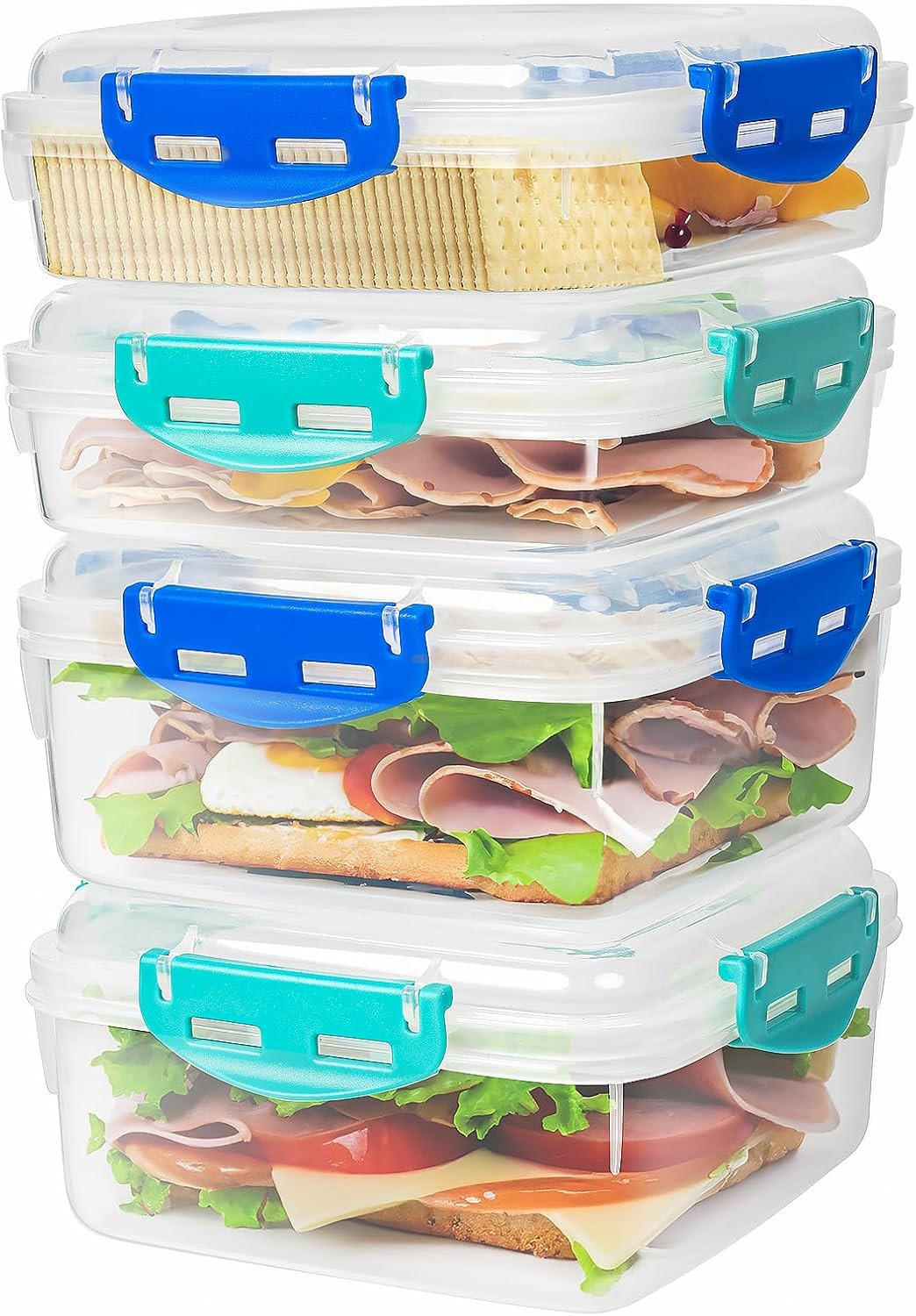 4 PCS Sandwich Containers – 100% Airtight & BPA-Free & Microwave & Dishwasher Sa