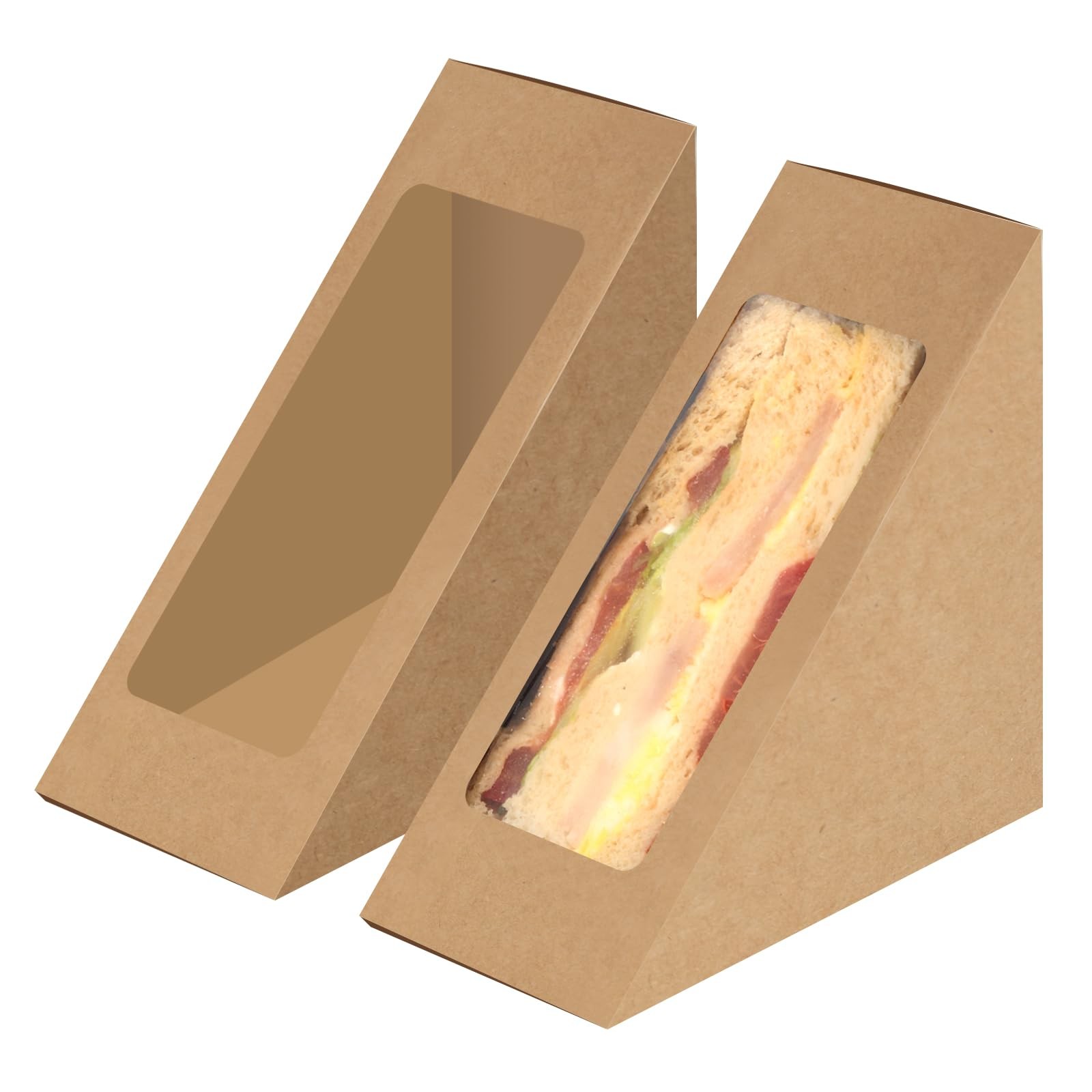 Paper Sandwich Box 50 Pieces Sandwich Take Out Boxes with Window Paper Take O…