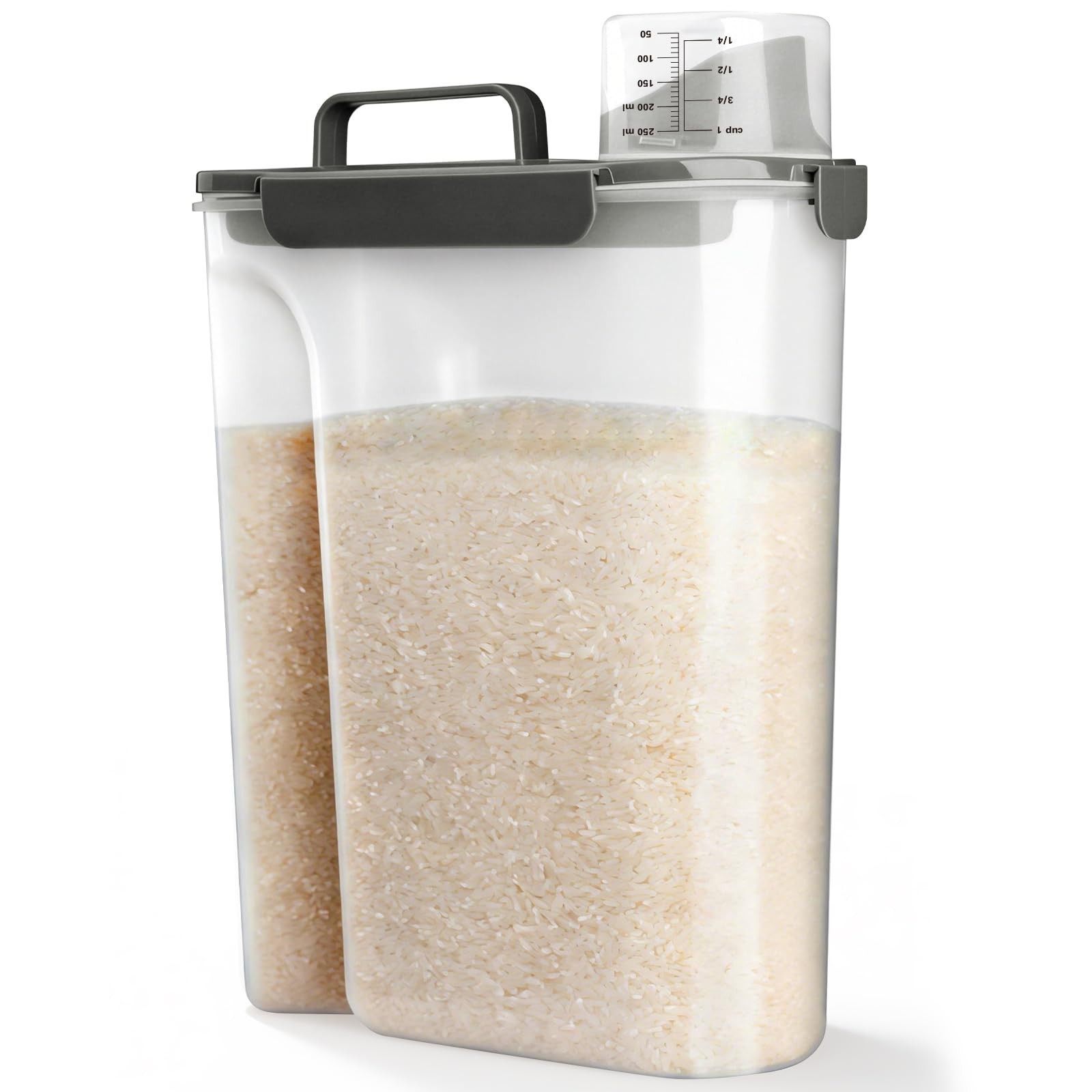 Airtight Rice & Dry Food Storage Container, 10~20 lb, BPA~Free, Grey