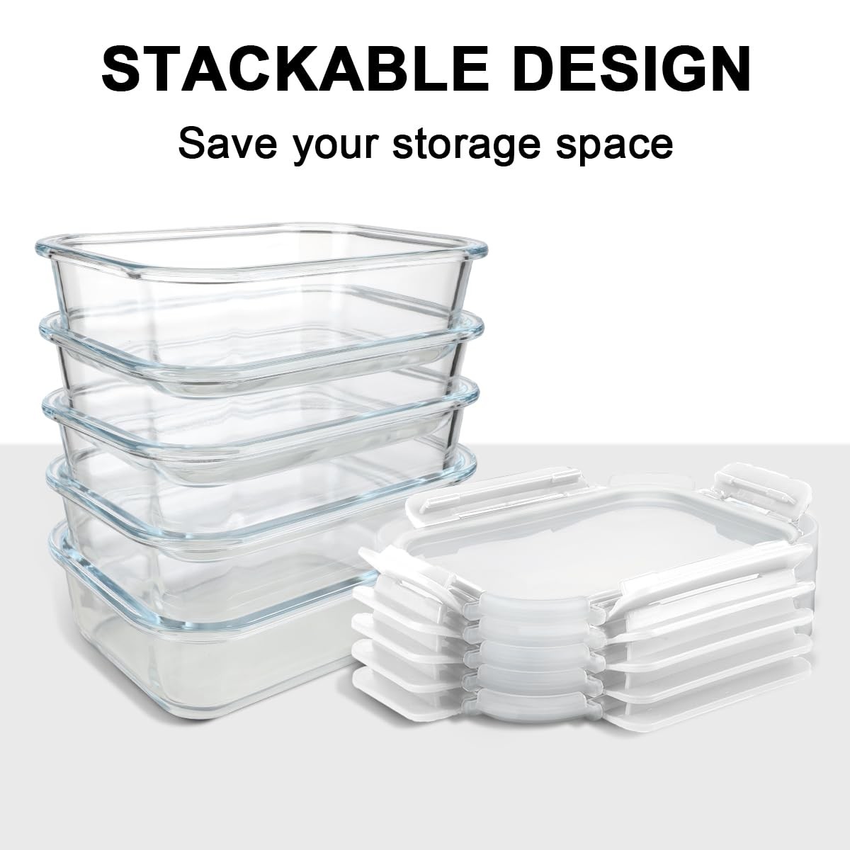 Glass Food Storage Containers, 10 Pack Glass Meal Prep Containers, Airtight C…