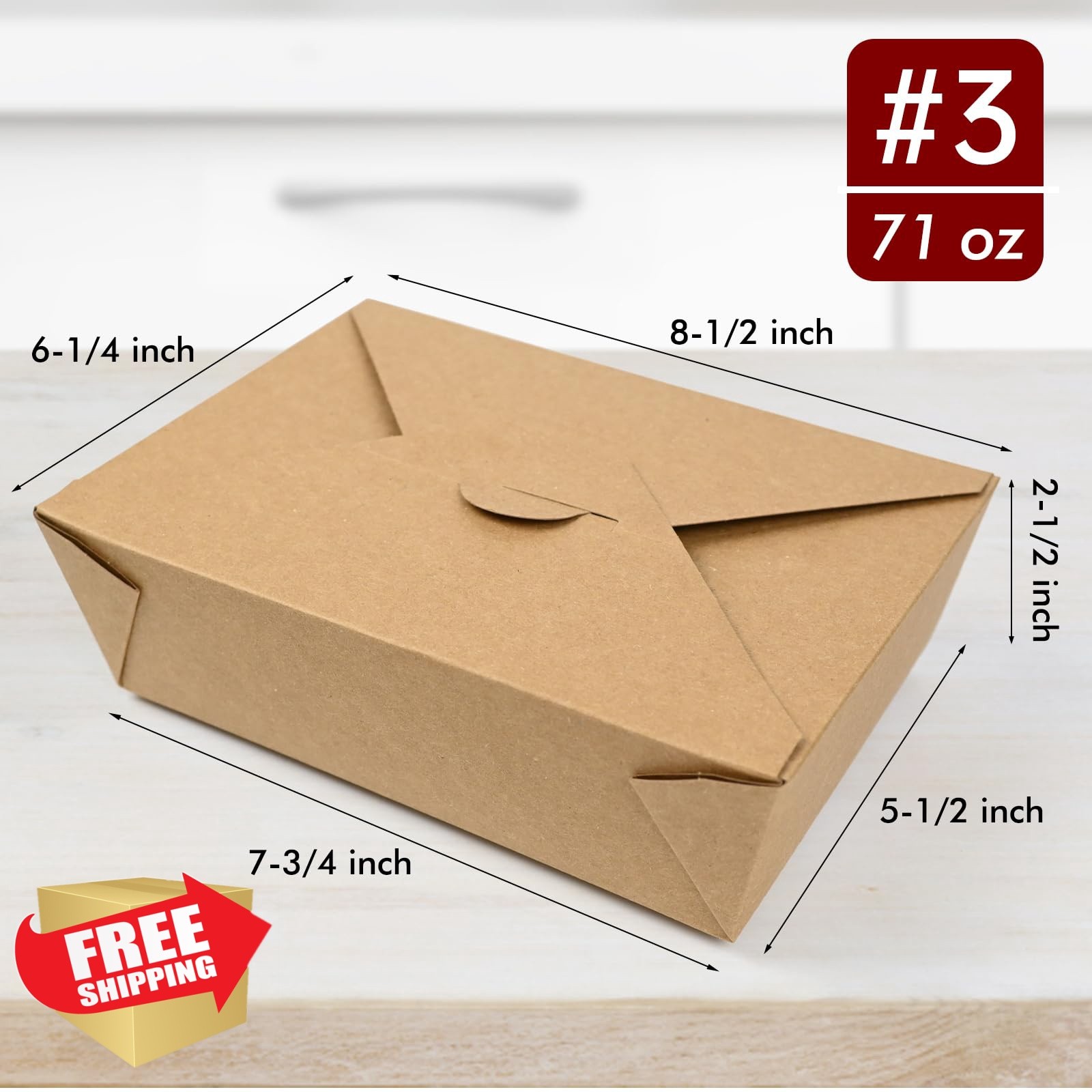 EcoDispose 71oz 70pc Kraft paper takeout boxes