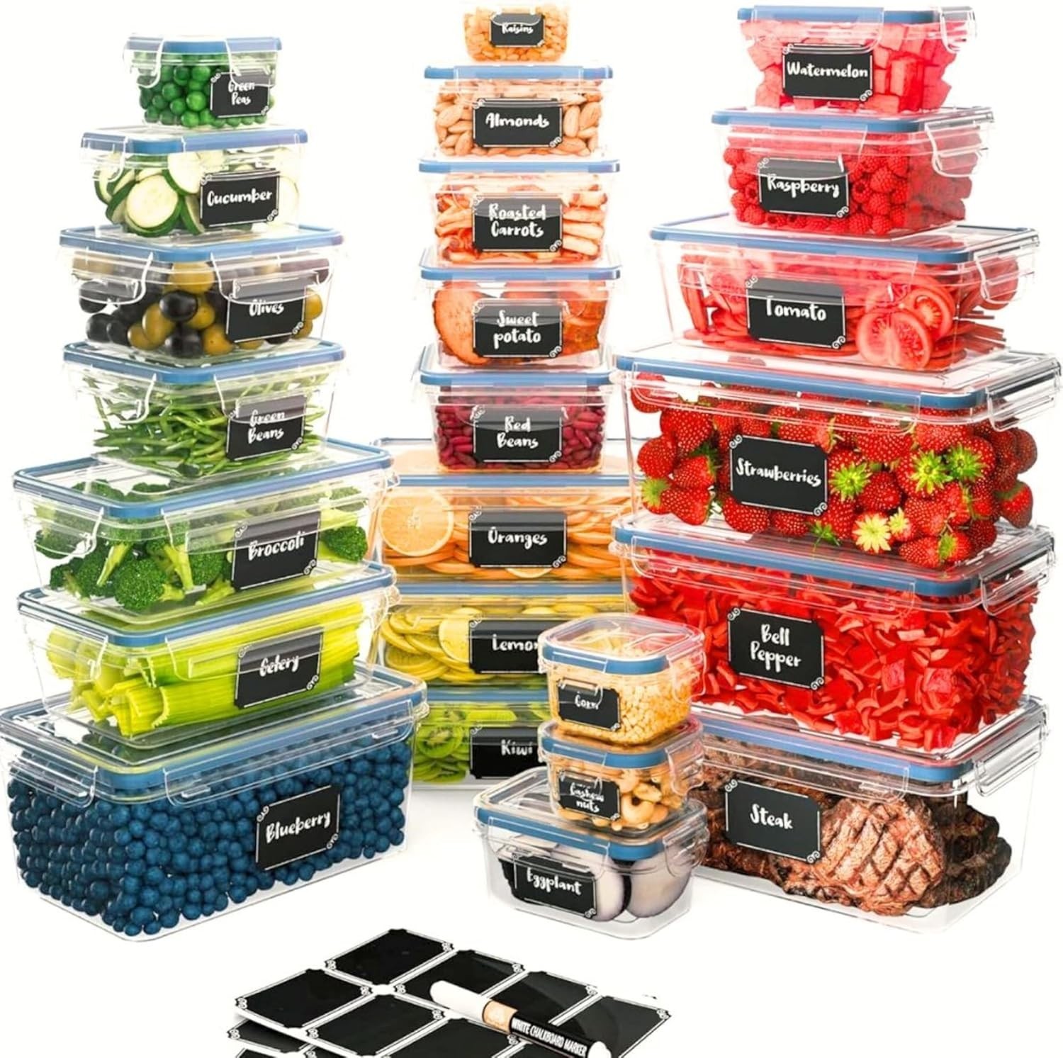 Chefs Path 48 Piece BPA-Free Plastic Food Storage Container Set W/ 24 Containers