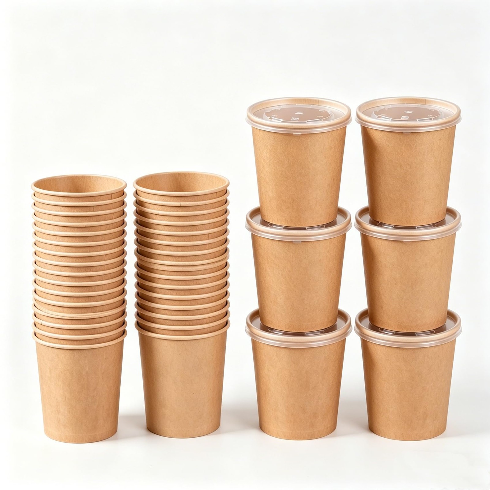 80 Pack Paper Food Containers with Lids, 16 Oz To Go Hot Soup Bowls, Disposab…