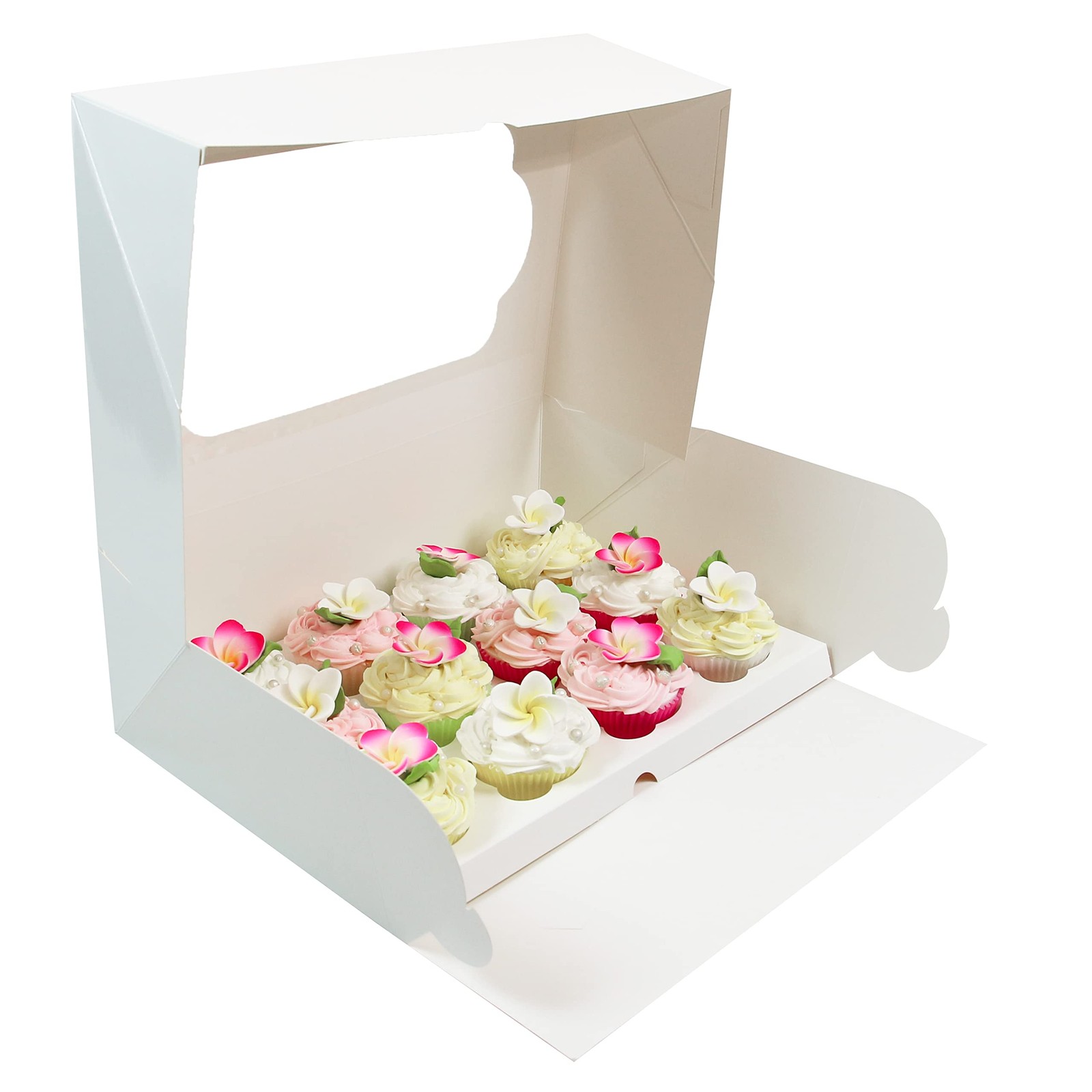 5 PCS Auto Popup Extra Deep Quarter Sheet Cake Cupcake Box 14x10x5 Inch