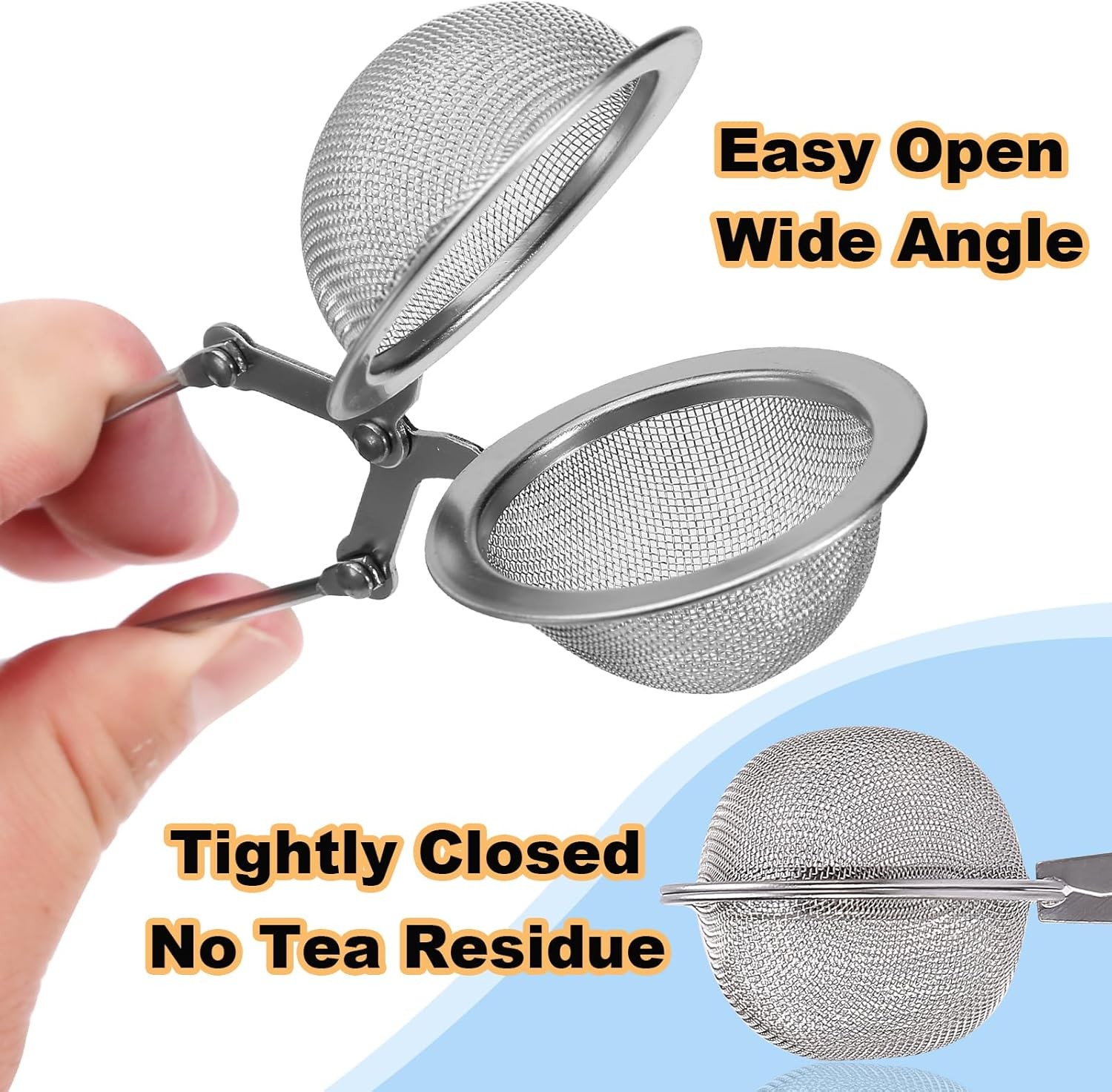 Tea Strainers for Loose Tea, 4 Pack Infuser with Handle Fine Mesh Silver