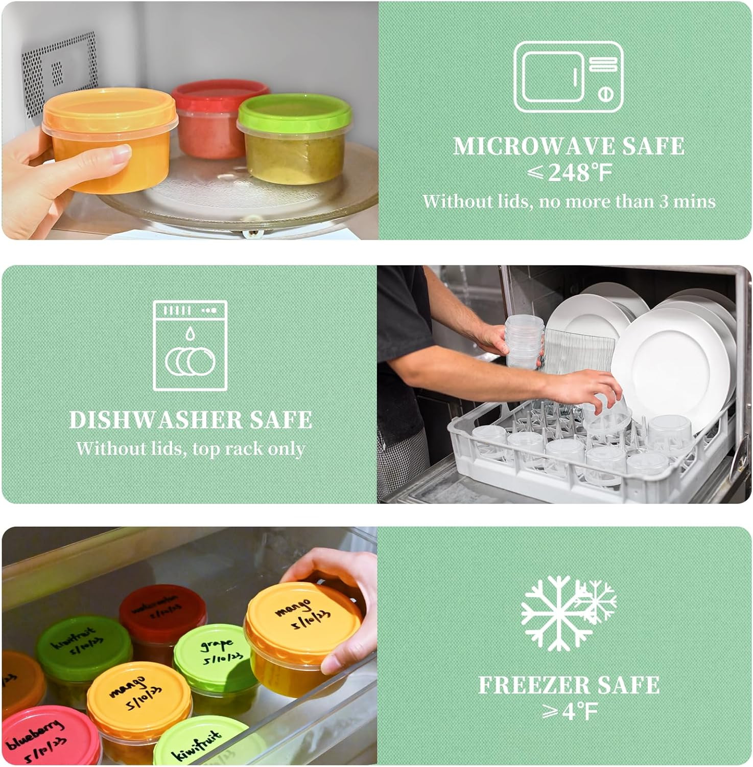 Reusable Small Freezer Containers 8 Oz Plastic Food Storage Containers with Scre