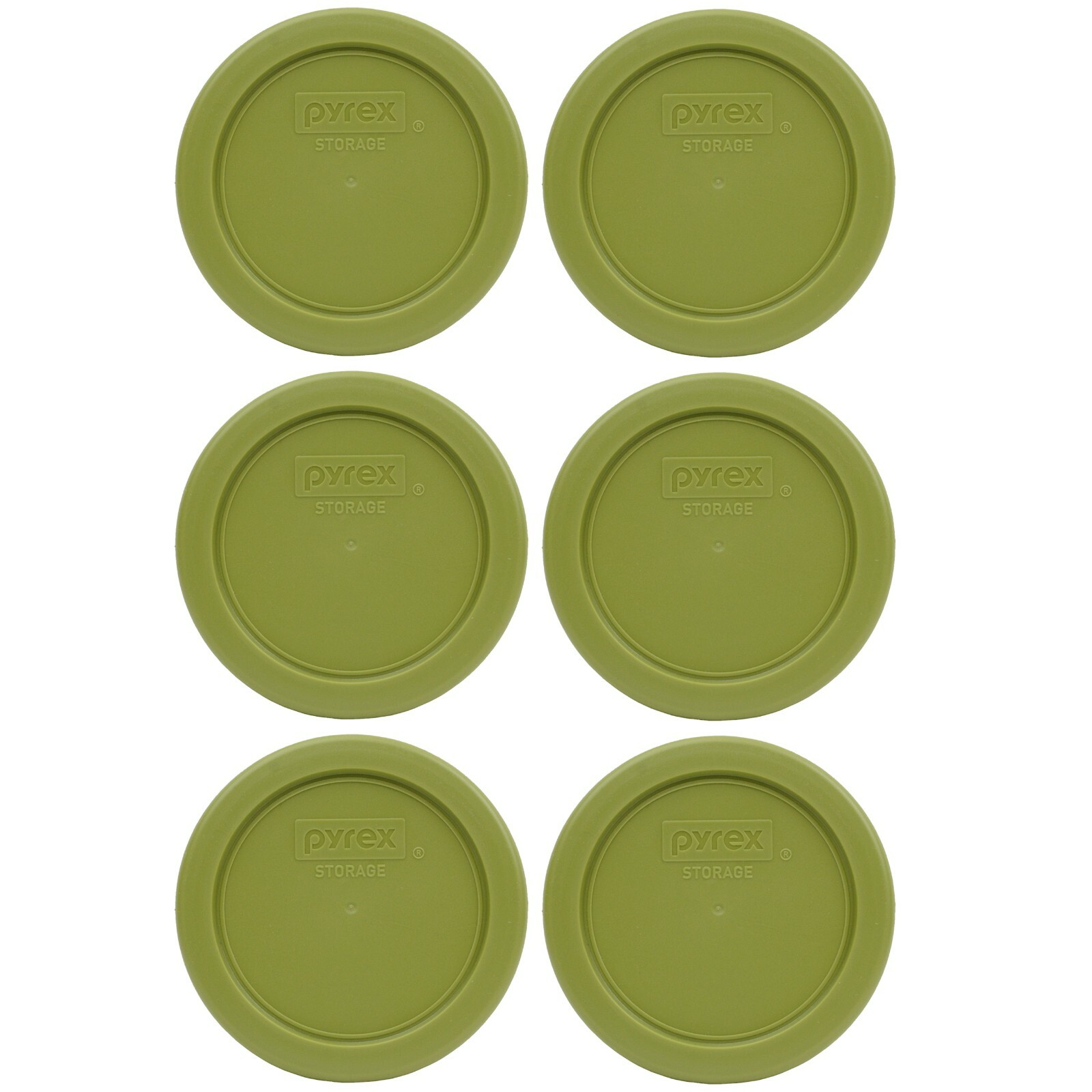 Pyrex 7202-PC Olive Green Plastic Replacement Food Storage Lid Cover (6-Pack)