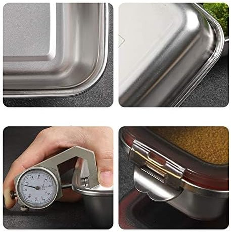 3 Pieces Stainless Steel Food Storage Container with Lids Airtight Metal Food Co