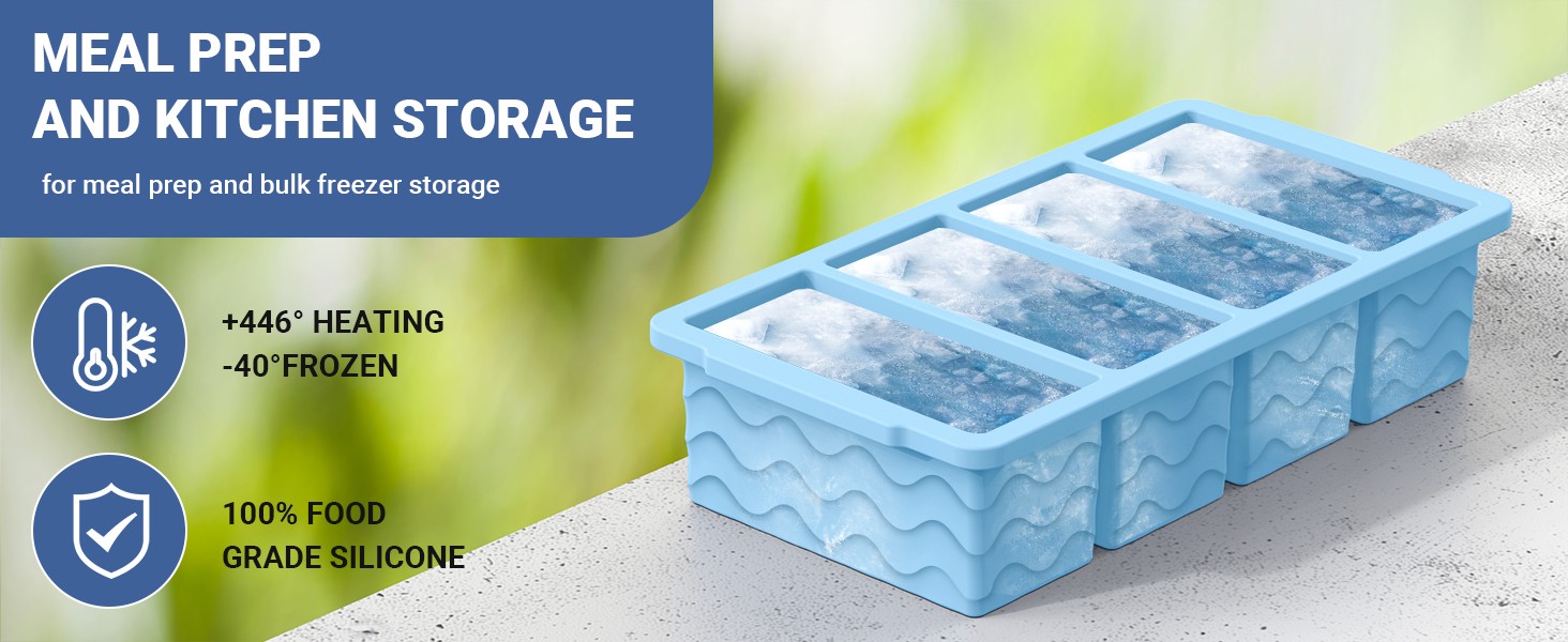 Silicone Freezer Molds for Soup with Lid – 1-Cup Soup Container Style Ice Cube