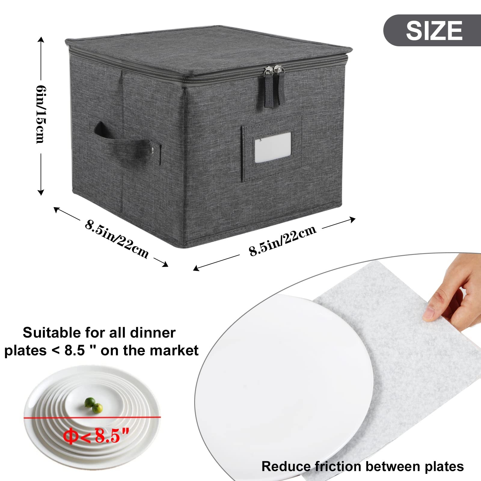 China Storage Container for Bowls or Dessert Plates, 8.5″ W x 6″ H Plate Stor…