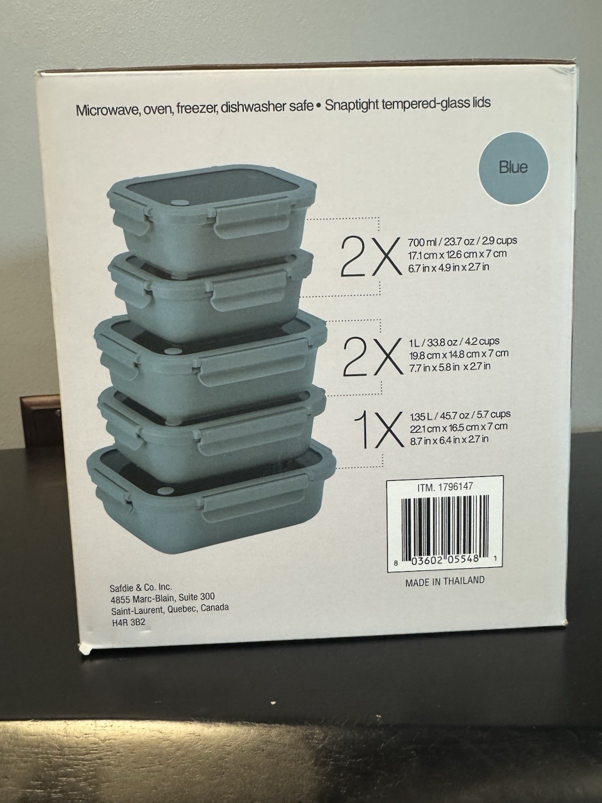 Safdie Ceramic Food Storage Set, 5 Containers with Glass Lids, Leak-Free
