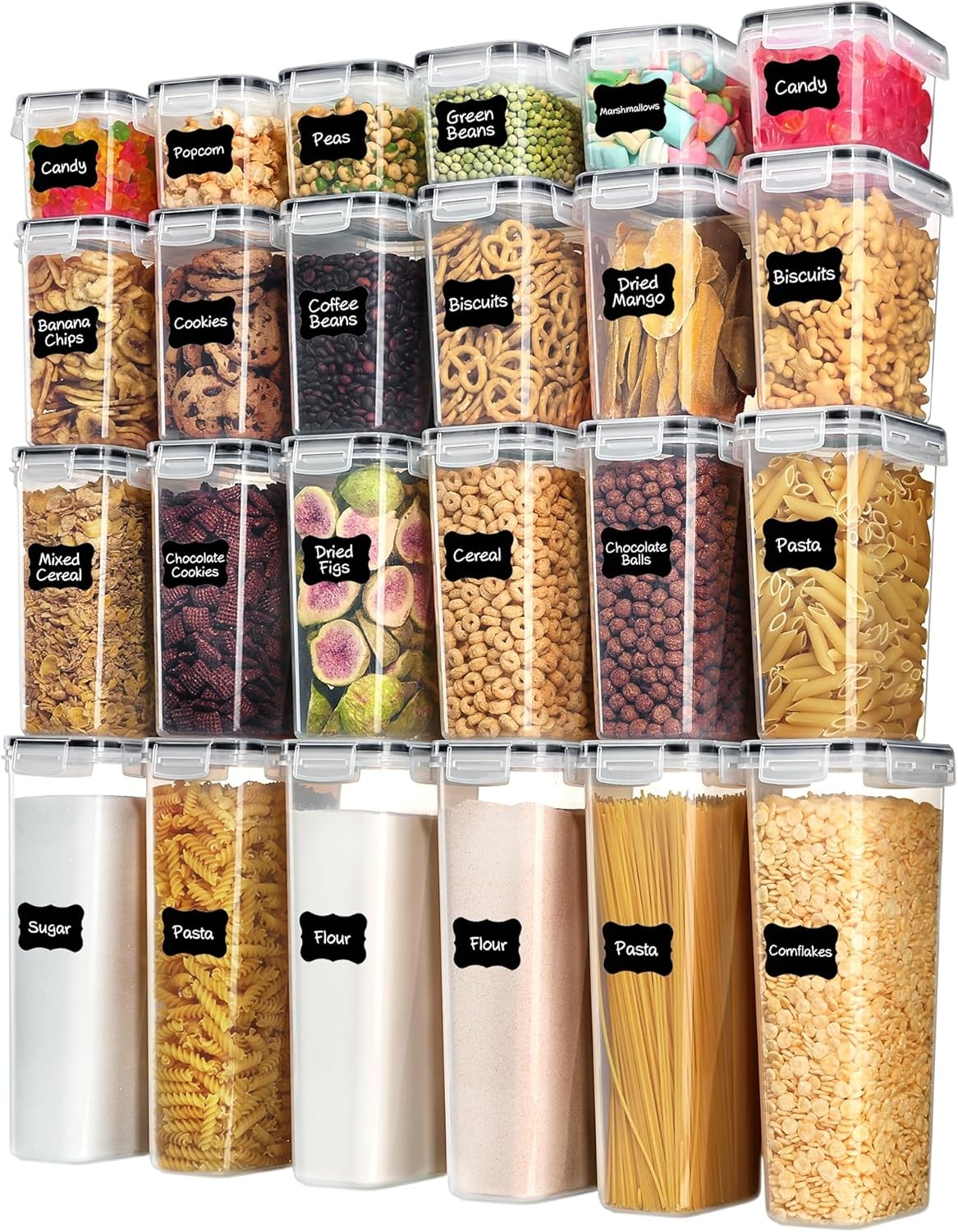 24 PCS Airtight Food Storage Containers Kitchen Pantry Organization Set