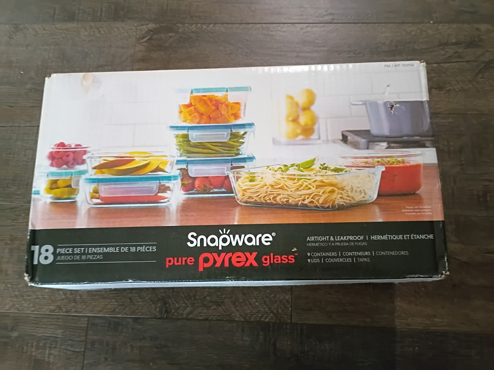 Snapware Pure Pyrex Glass 18pc Food Storage Set Rectangular Airtight Clear