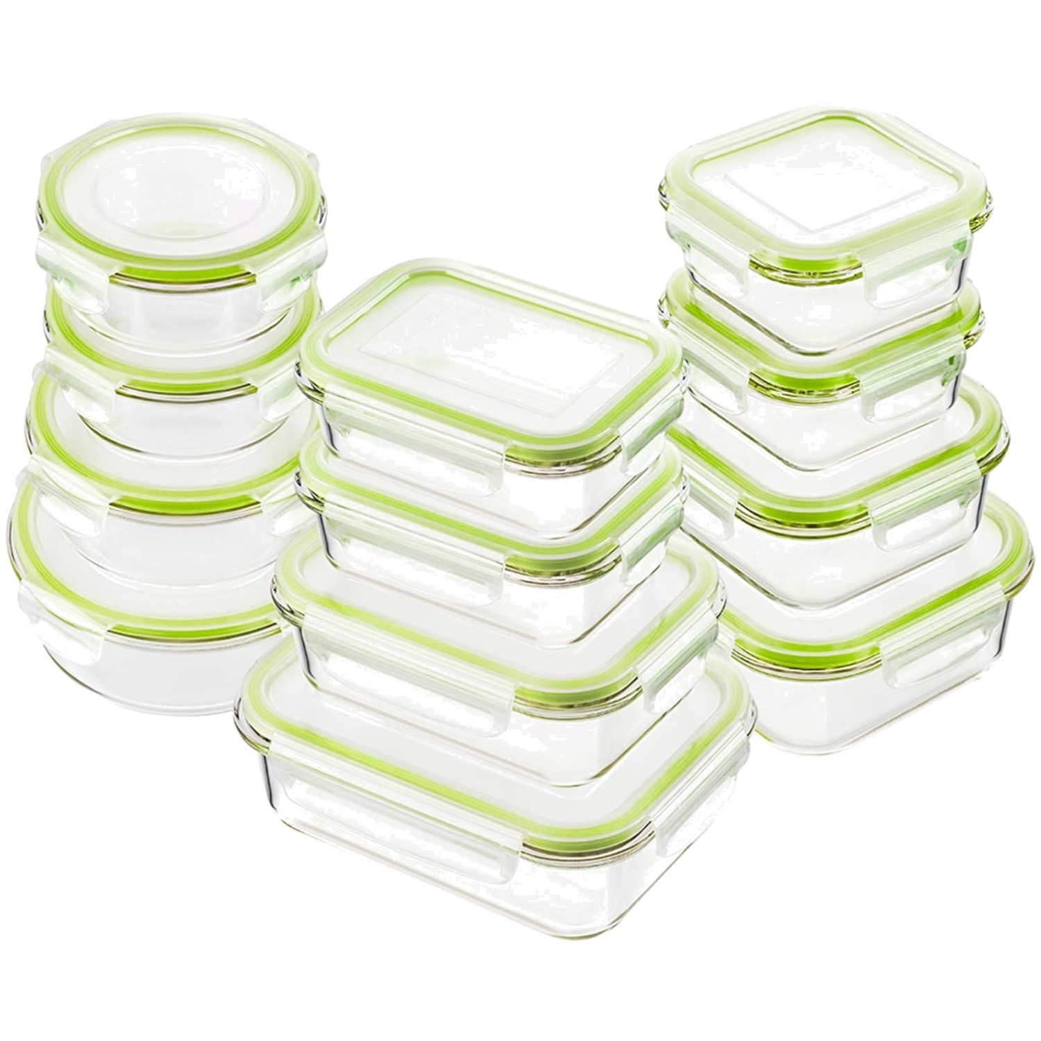 24-Piece Glass Meal Prep Containers – Leak Proof Bento Boxes