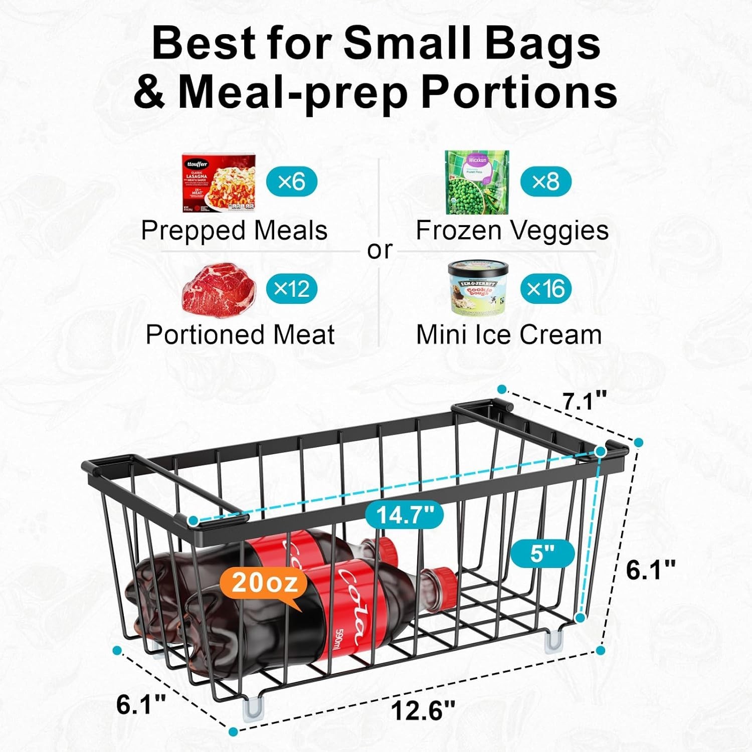 4 Pack Stackable Freezer Organizer Bins – Heavy Duty for 7 Cu.Ft Freezers