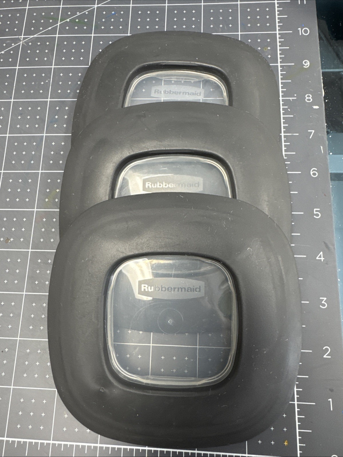 Set of 3 Rubbermaid 7Q14158B Dark Gray Replacement Container Window Lids 5″
