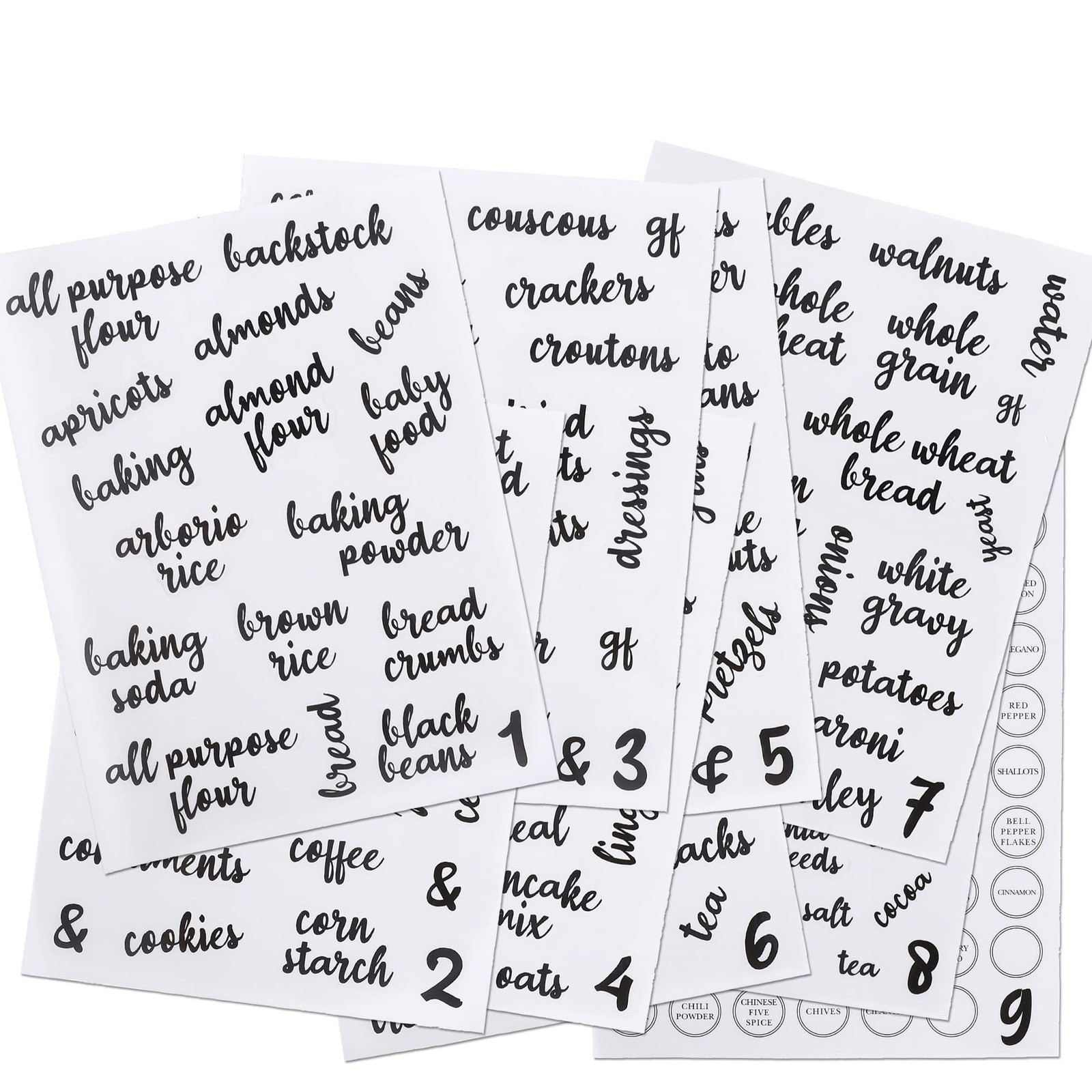 Kitchen Pantry Labels for Food Storage Containers, Set of 270 Clear Stickers for