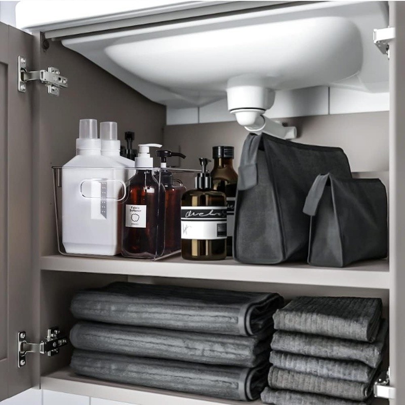 Clear Storage Bins Stackable Organizers Kitchen Bathroom Pantry Containers New