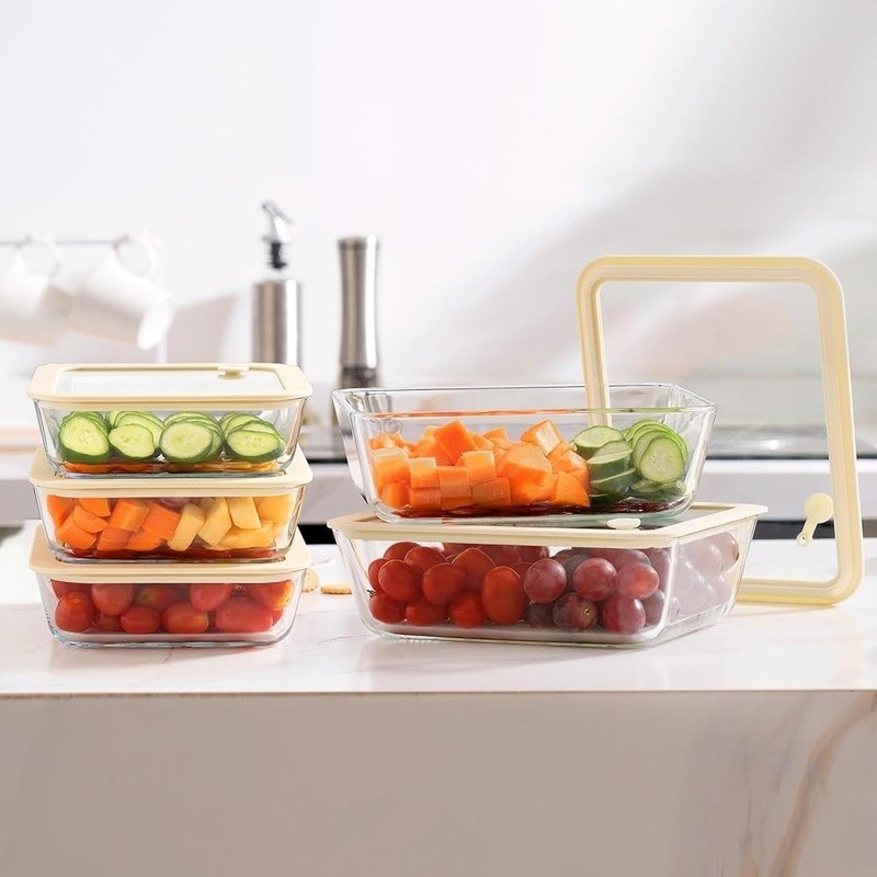 Glass Food Storage Container Leak Proof Silicone Lid Microwave Safe BPA Free New